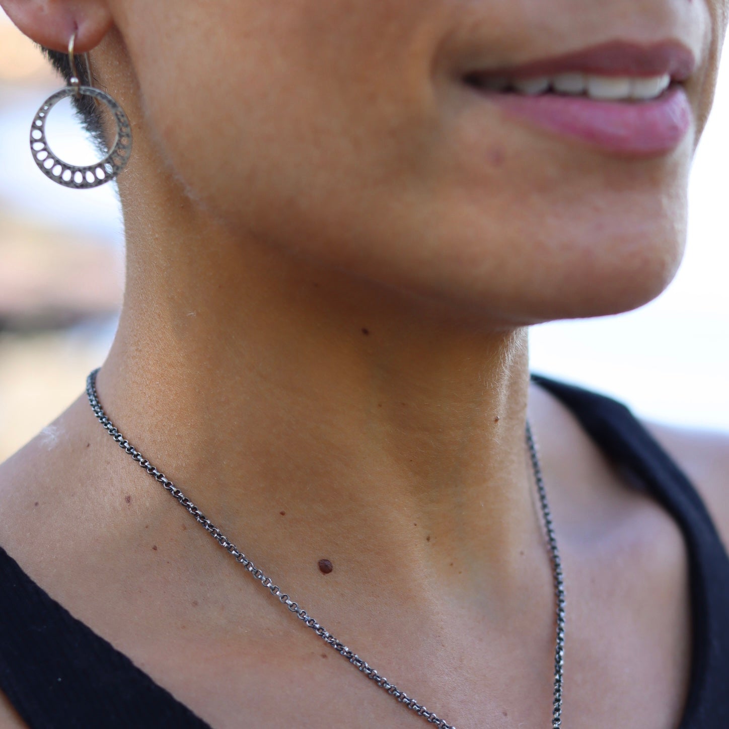 Tiny Silver Lotus Root Earrings