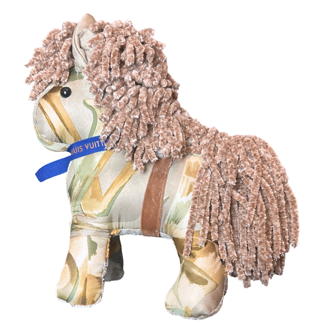LV Au Fils du Temps Vintage Silk Scarf Patchwork Pony