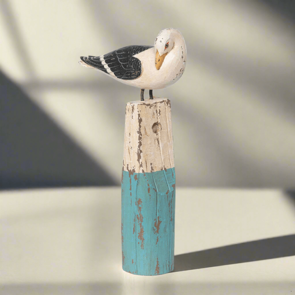 Vintage Nautical Seagull Figurine on Buoy