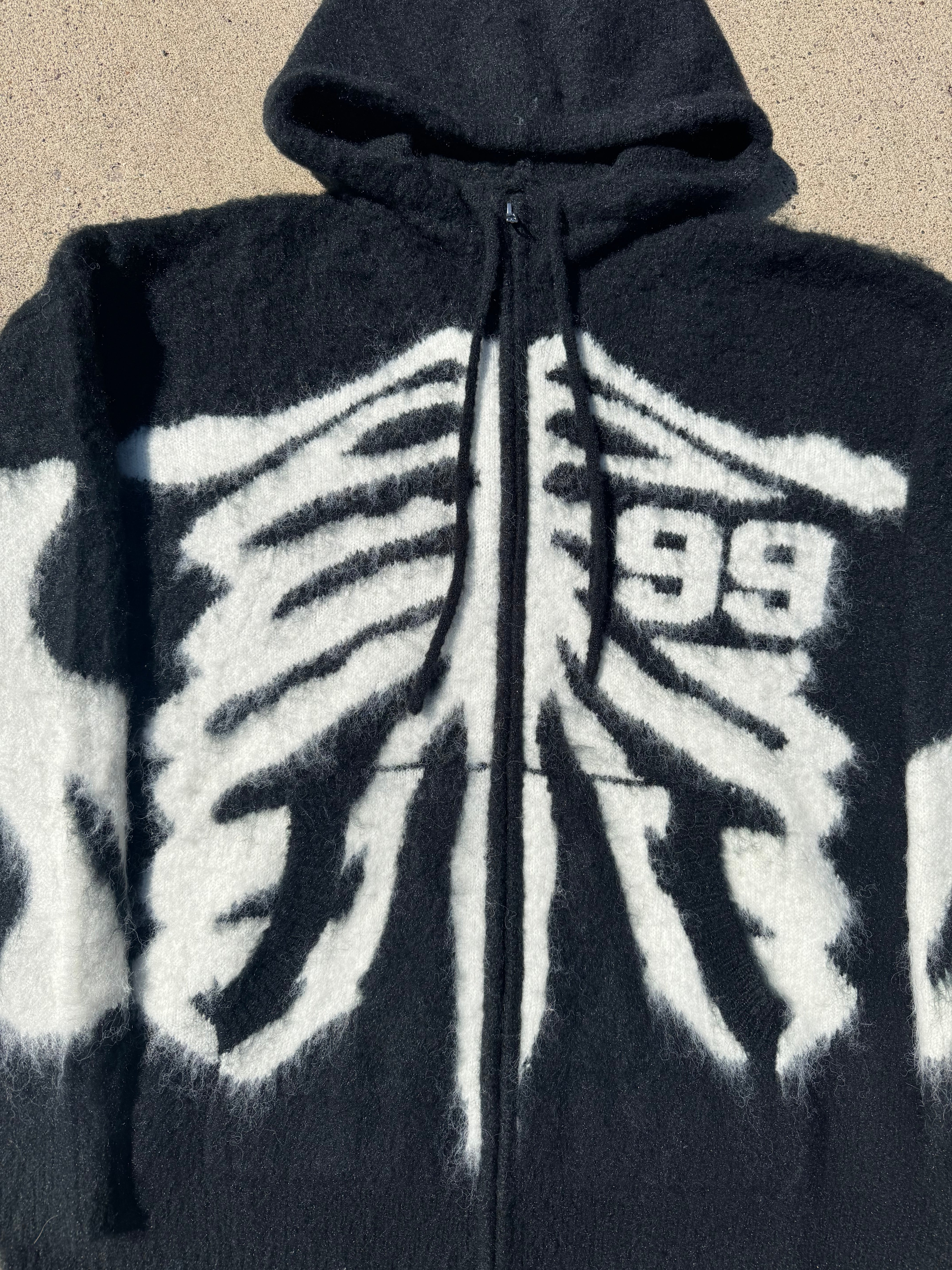 Black Skeleton Mohair Zip Up