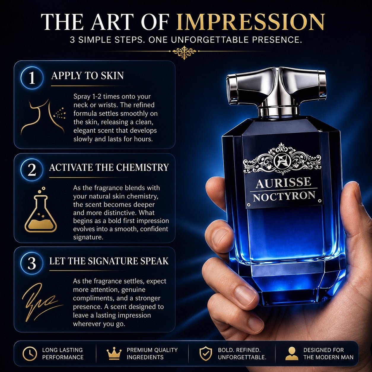 Premium Aurisse Noctyron Extrait de Parfum 100ML for Men – Long Lasting Luxury Fragrance