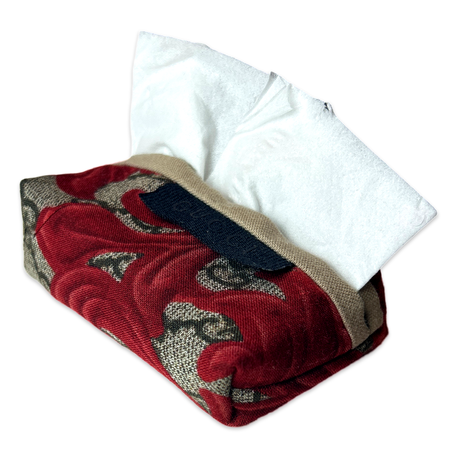 GG Logo Arabesque Red Vintage Scarf Travel Tissue Pouch