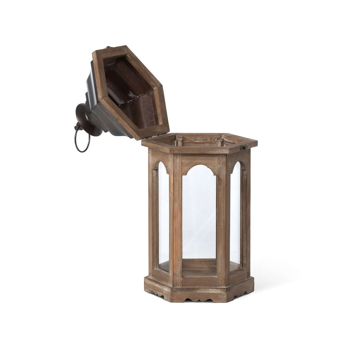 Vintage Rustic Wooden Lantern for Farmhouse and Cottage Decor