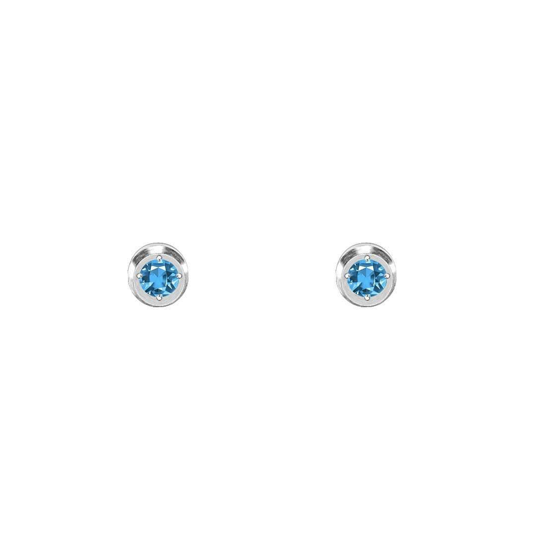 ER002WBL B.Tiff .05ct Blue Pavé Solitaire Stud Earrings by B.Tiff New York