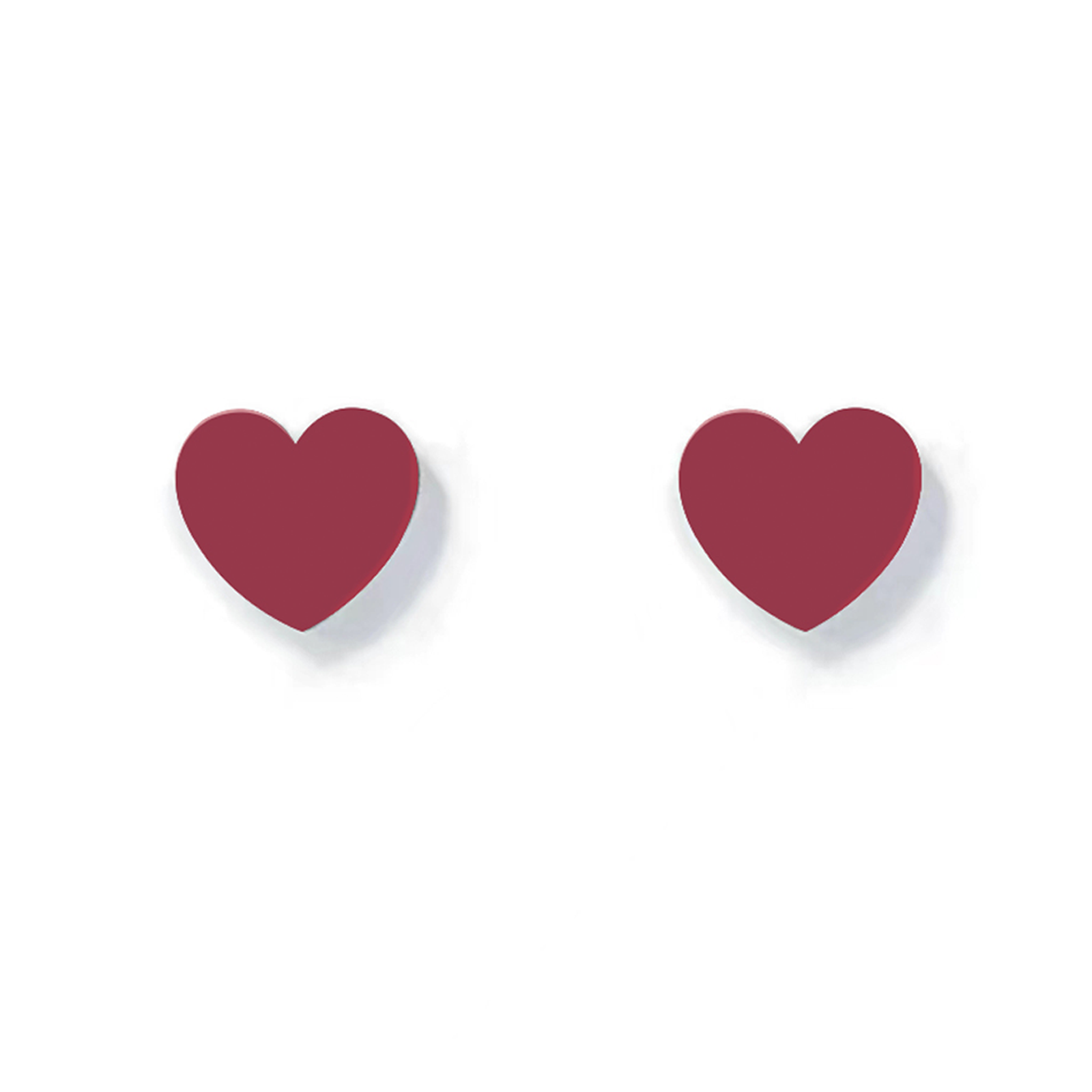ER005R B.Tiff Burgundy High Polish Heart Stud Earrings by B.Tiff New York