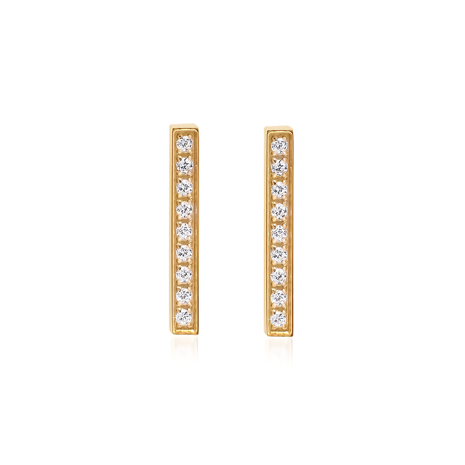 ER107G B.Tiff Gold 9-Stone Short Bar Earrings by B.Tiff New York