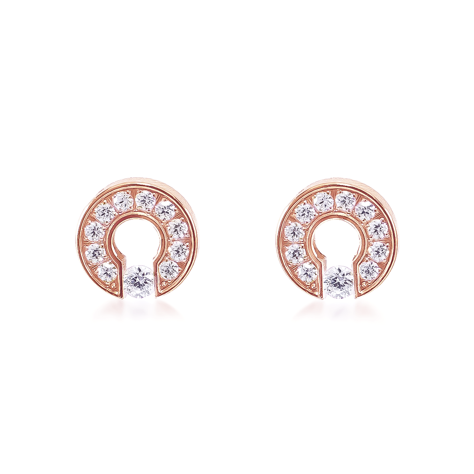 ER118RG B.Tiff Rose Gold Pavé Barrel Earrings by B.Tiff New York