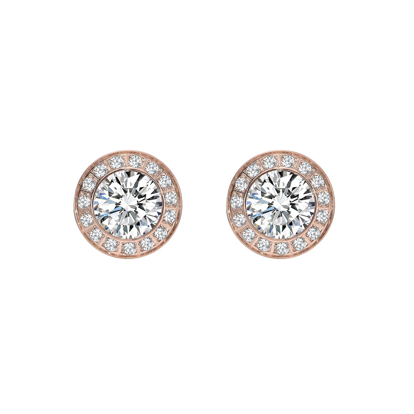 ER125RG B.Tiff Rose Gold Pavé 1 ct Aŭreolo Earrings