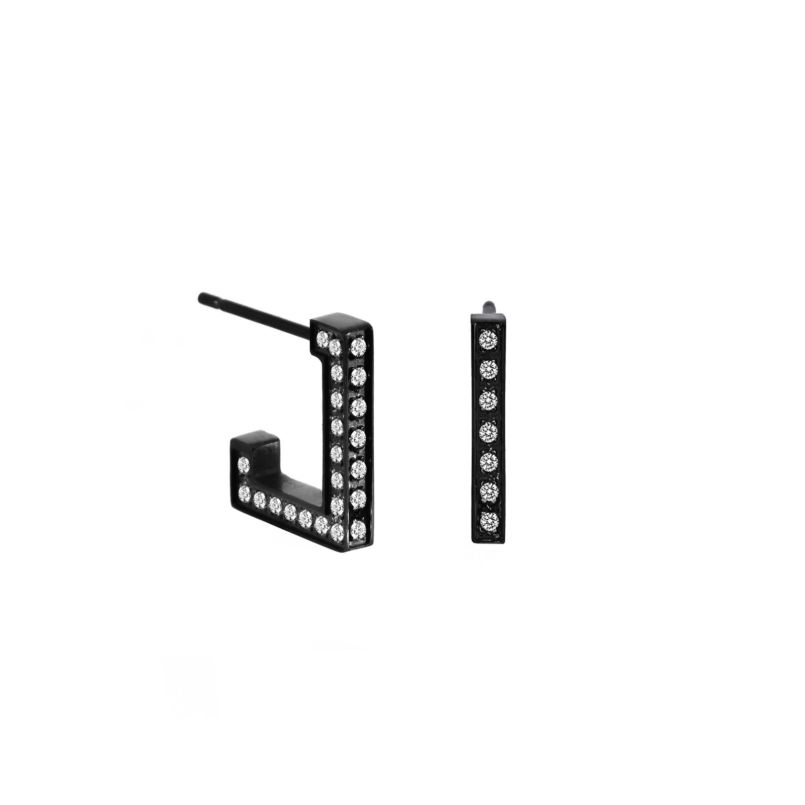ER246B B.Tiff Black Pavé L-Bar Earrings by B.Tiff New York