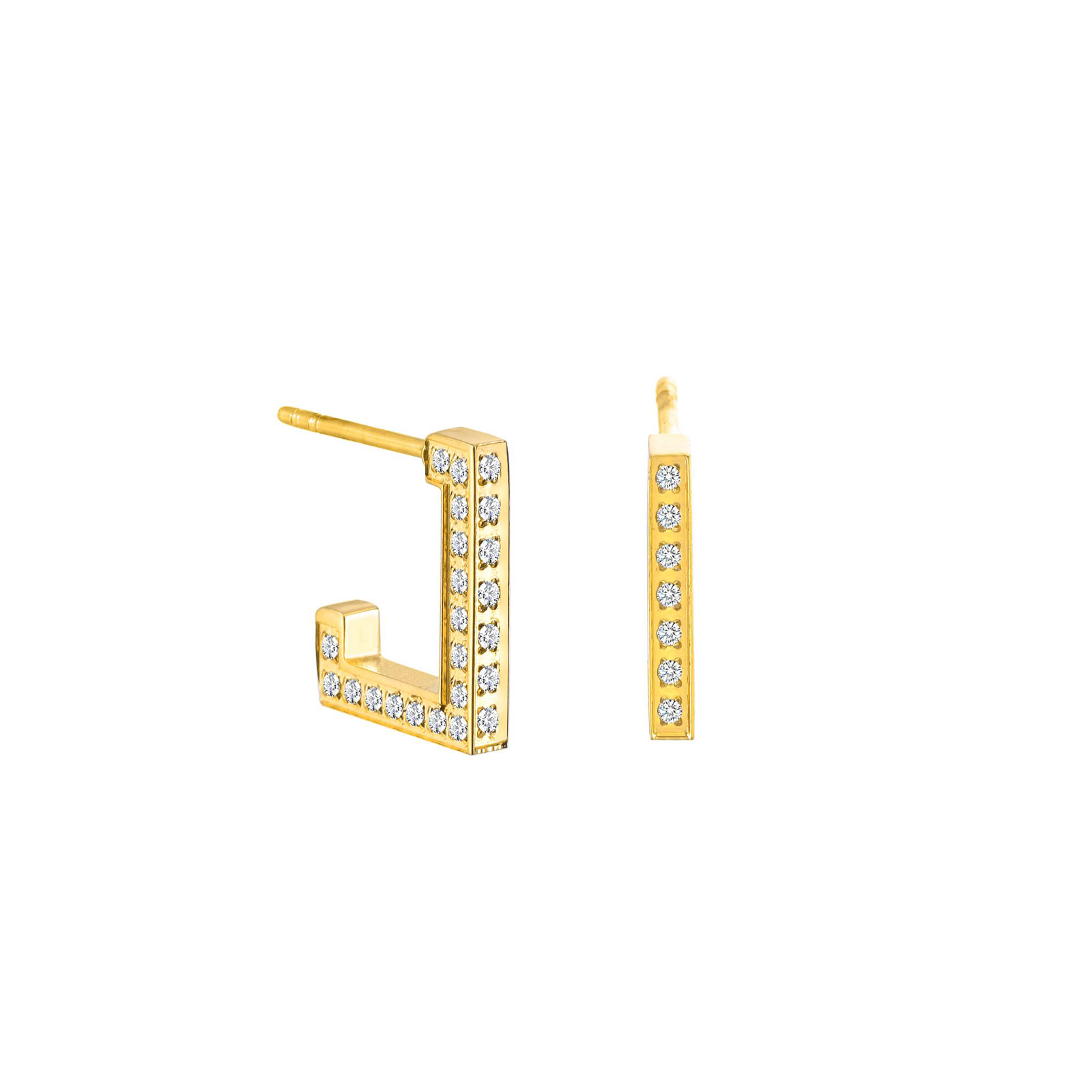 ER246G B.Tiff Gold Pavé L-Bar Earrings