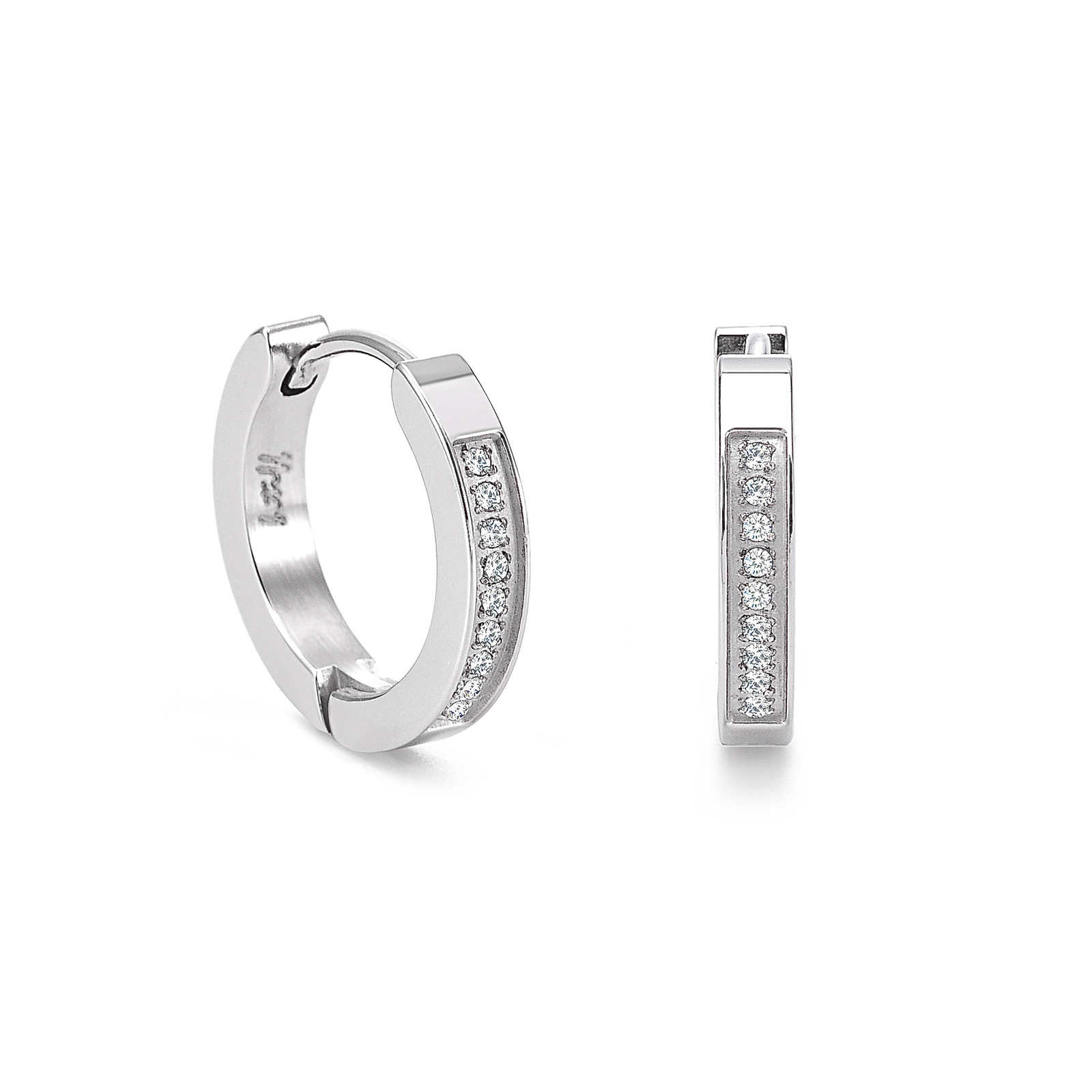 ER305W B.Tiff Pavé 18-Stone Hoop Earrings
