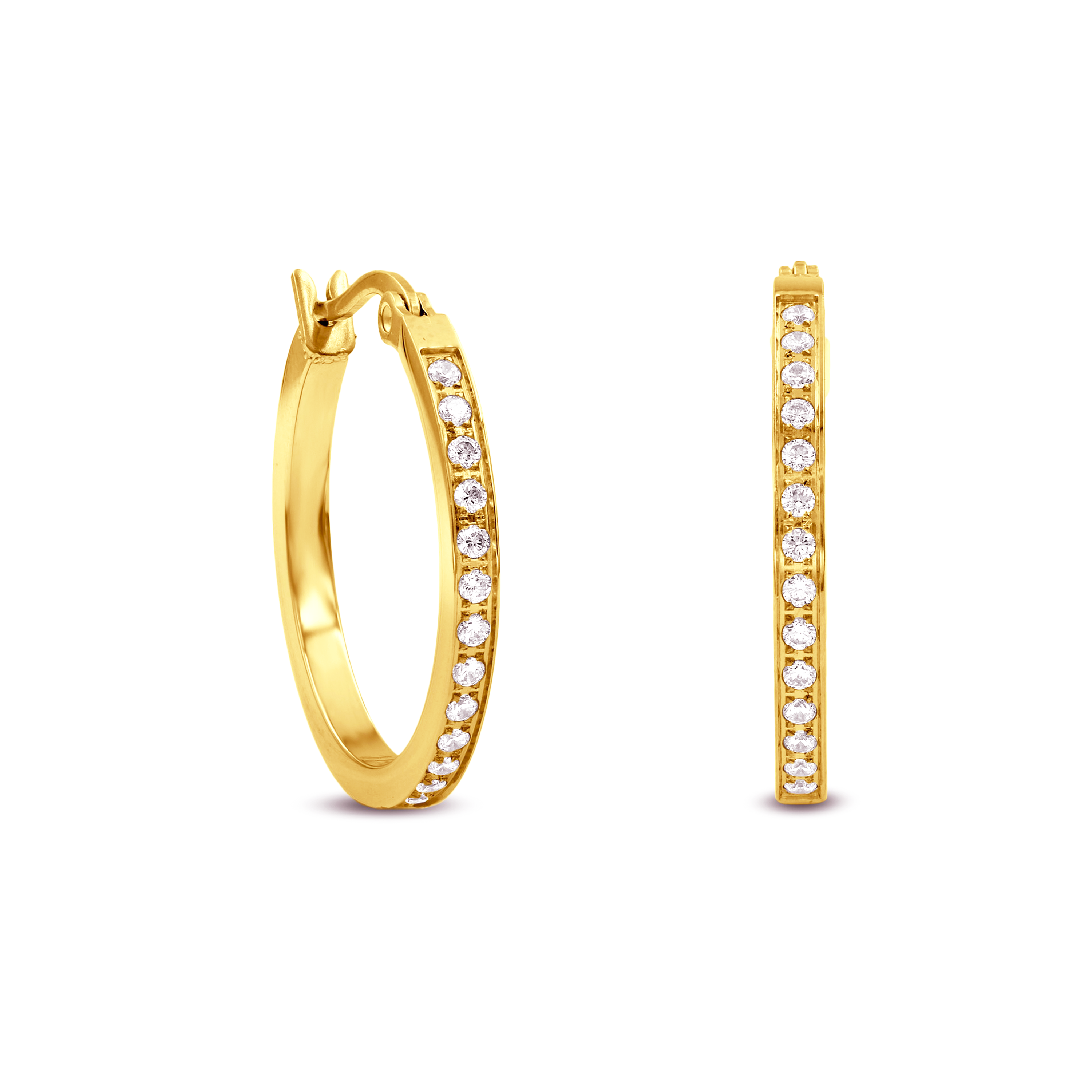 ER310G B.Tiff Gold Pavé 28-Stone Classic Small Hoop Earrings