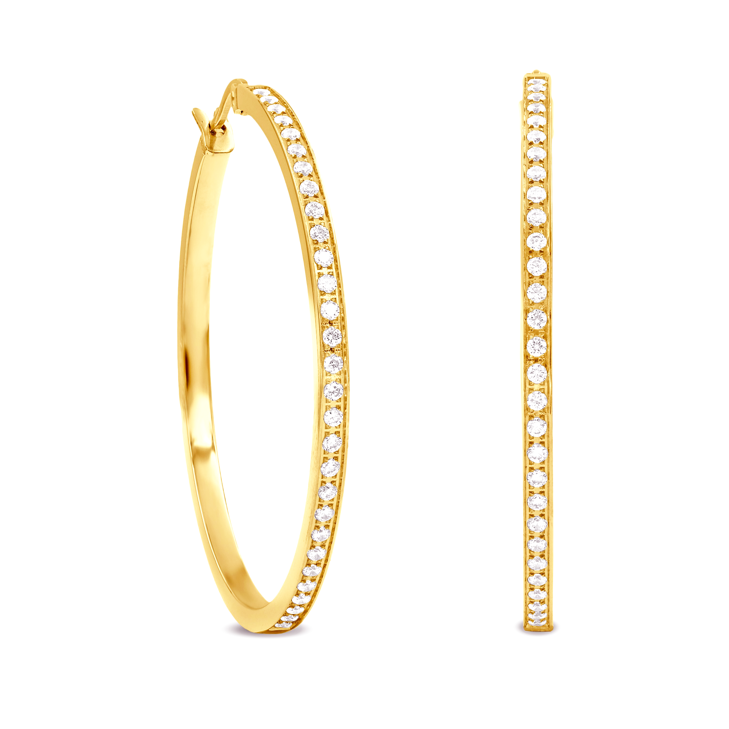 ER317G B.Tiff Gold Pavé 58-Stone Classic Large Hoop Earrings