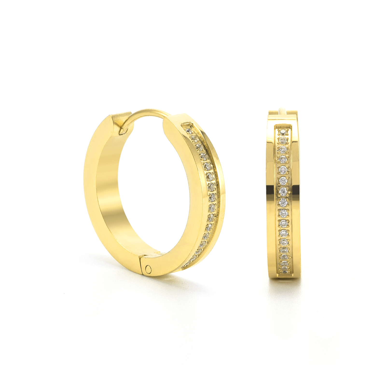 ER411G B.Tiff Gold Pavé 34-Stone Hoop Earrings by B.Tiff New York