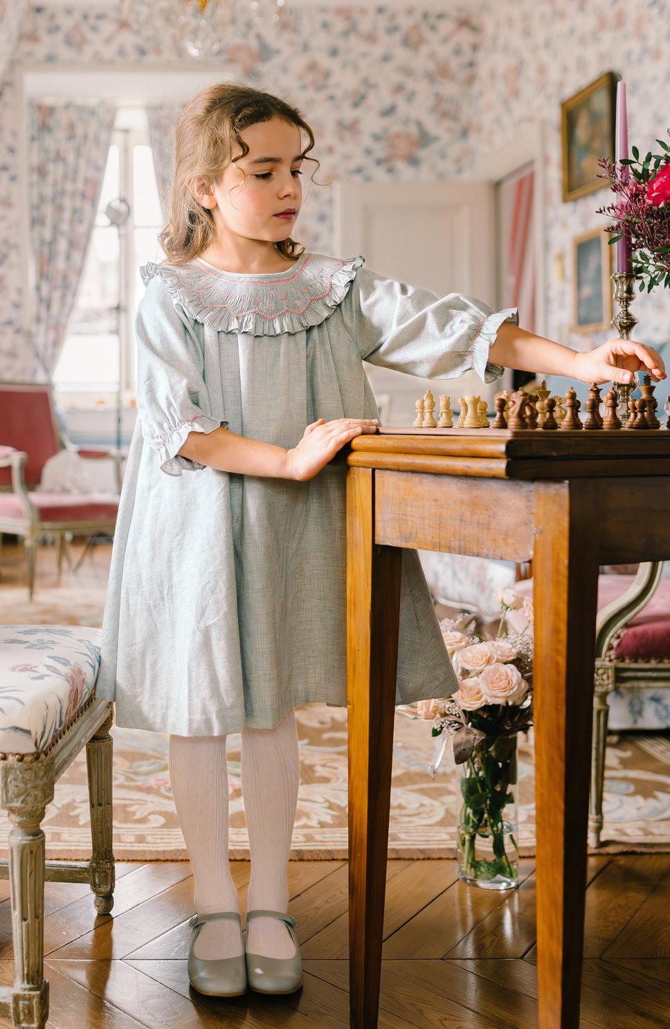 Sherazade Grey Long Sleeve Bishop Dress