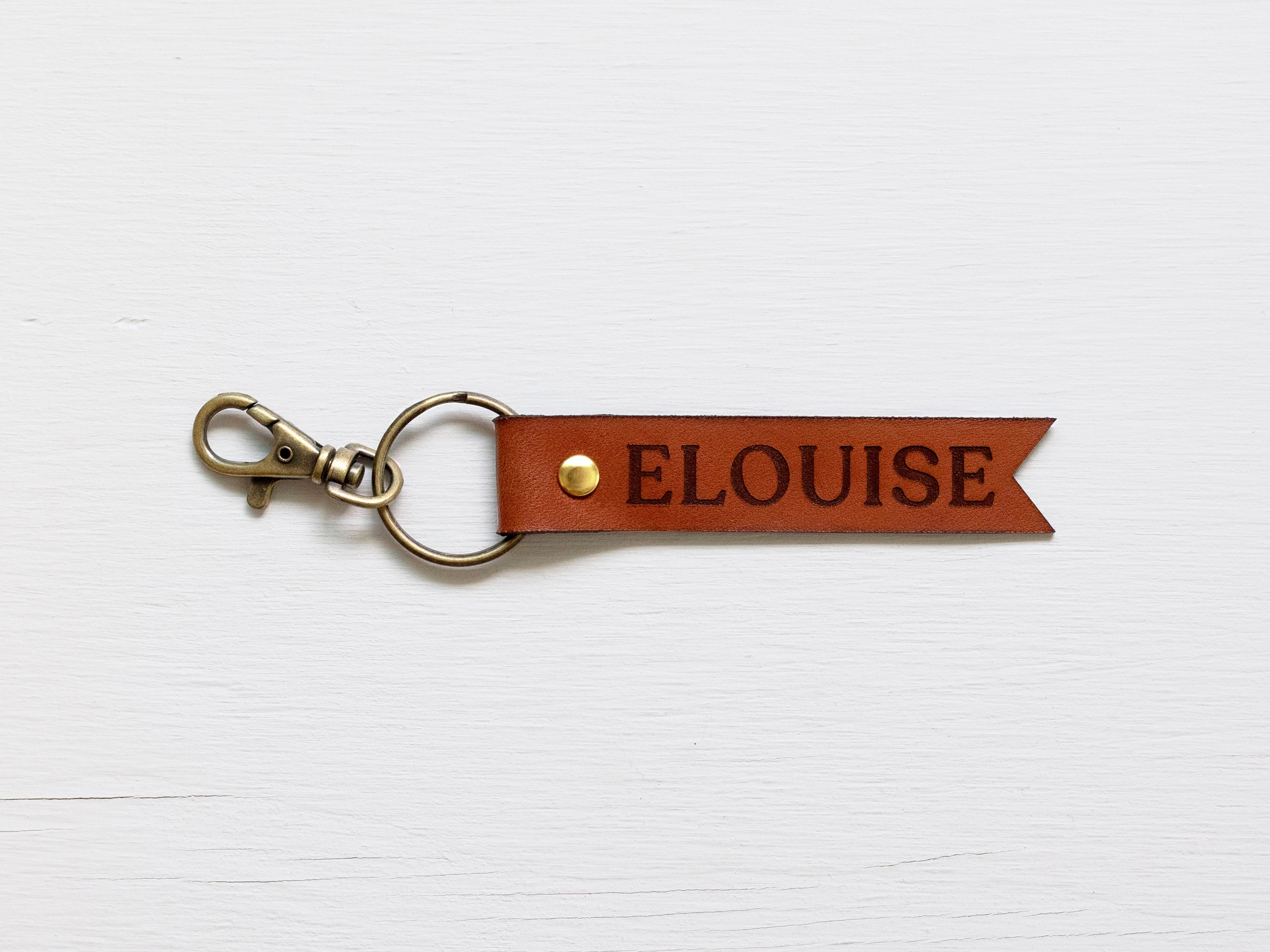Custom Leather Tag Keychain • Modern Banner Tag
