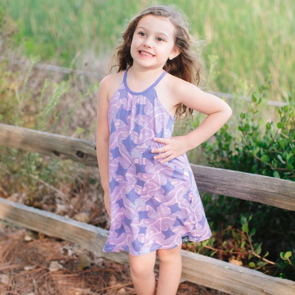 Pillowcase Pocket Dress - Purple Stingrays