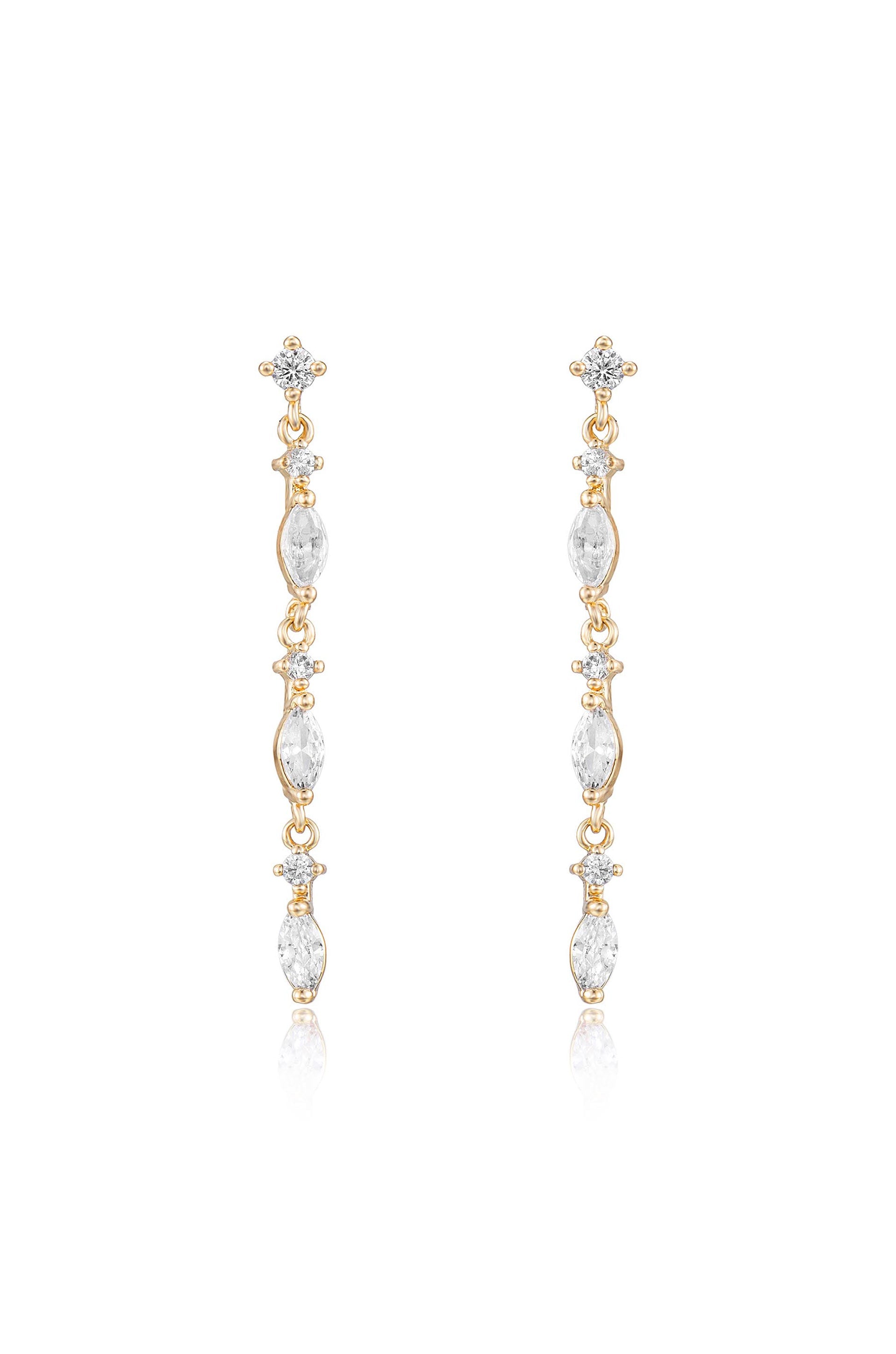 Dainty Linear Crystal Drop Earrings