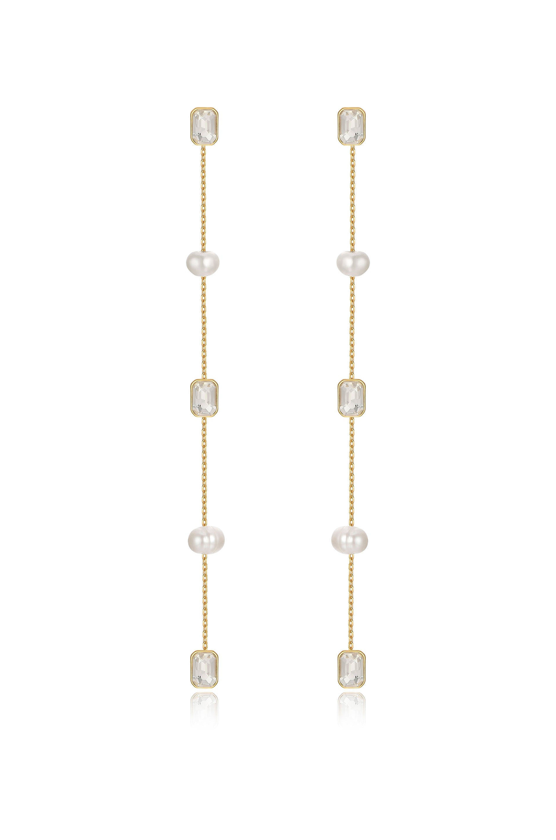 Pearl and Crystal Linear Earrings