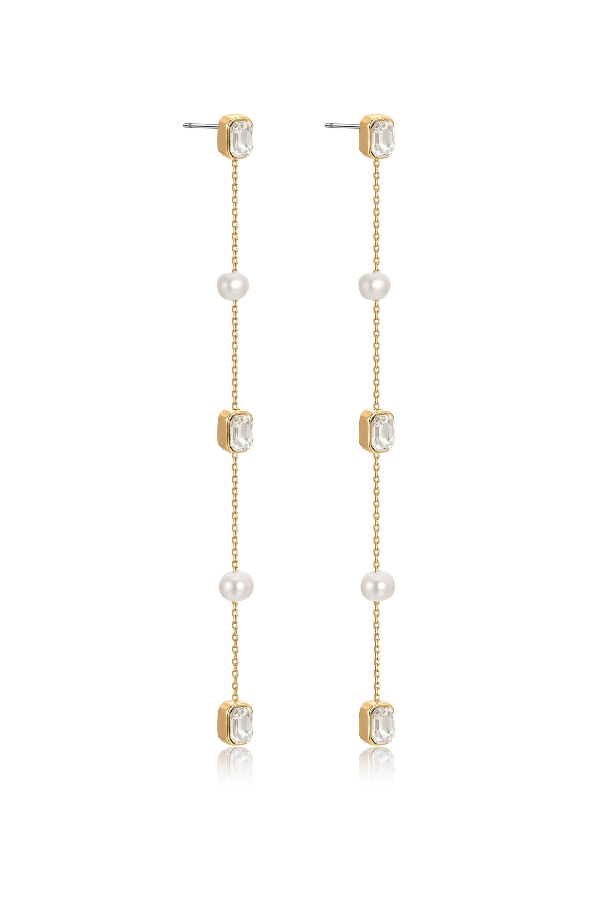 Pearl and Crystal Linear Earrings