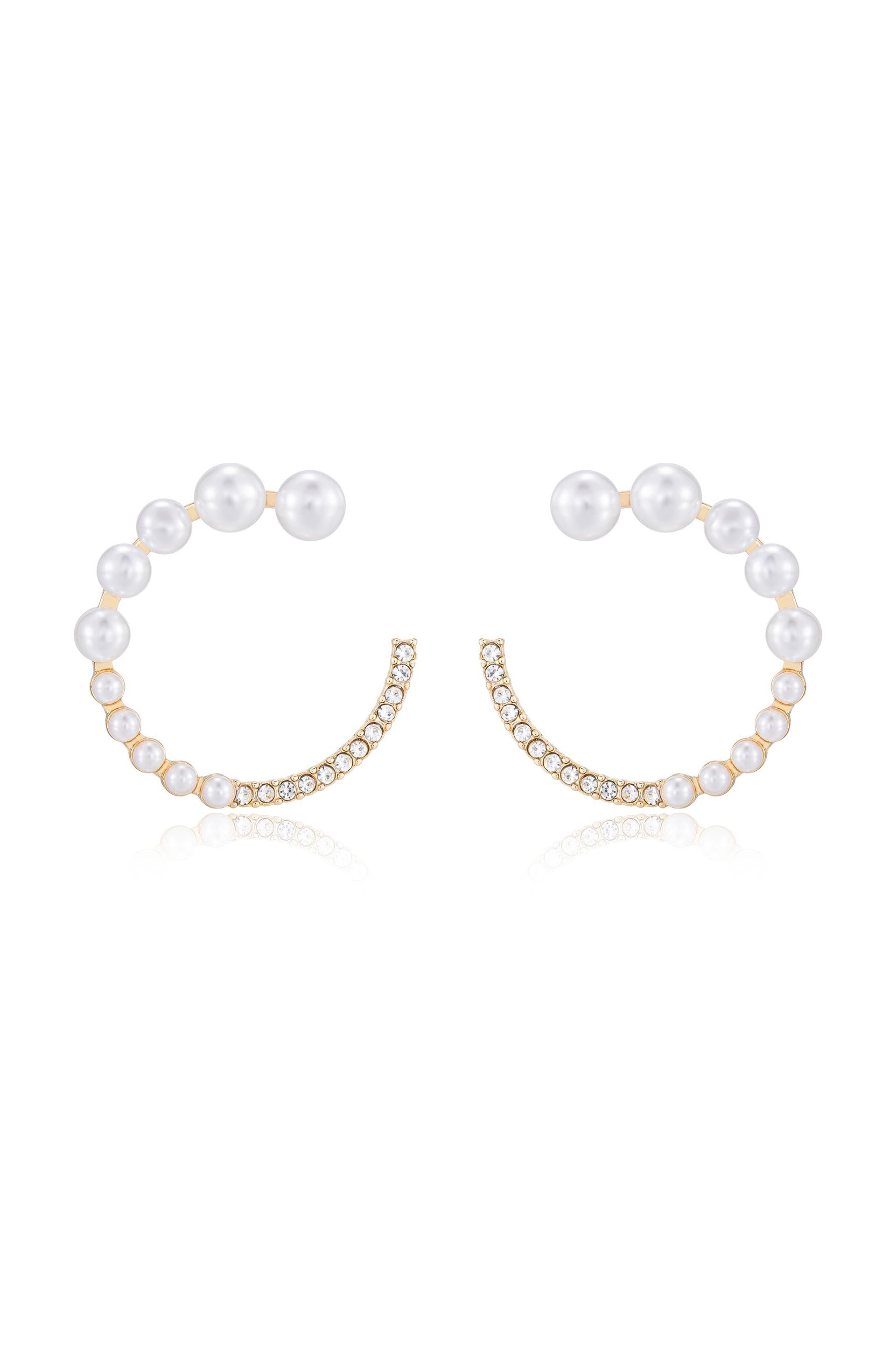 Chic Pearl And Crystal Open Circle Earrings
