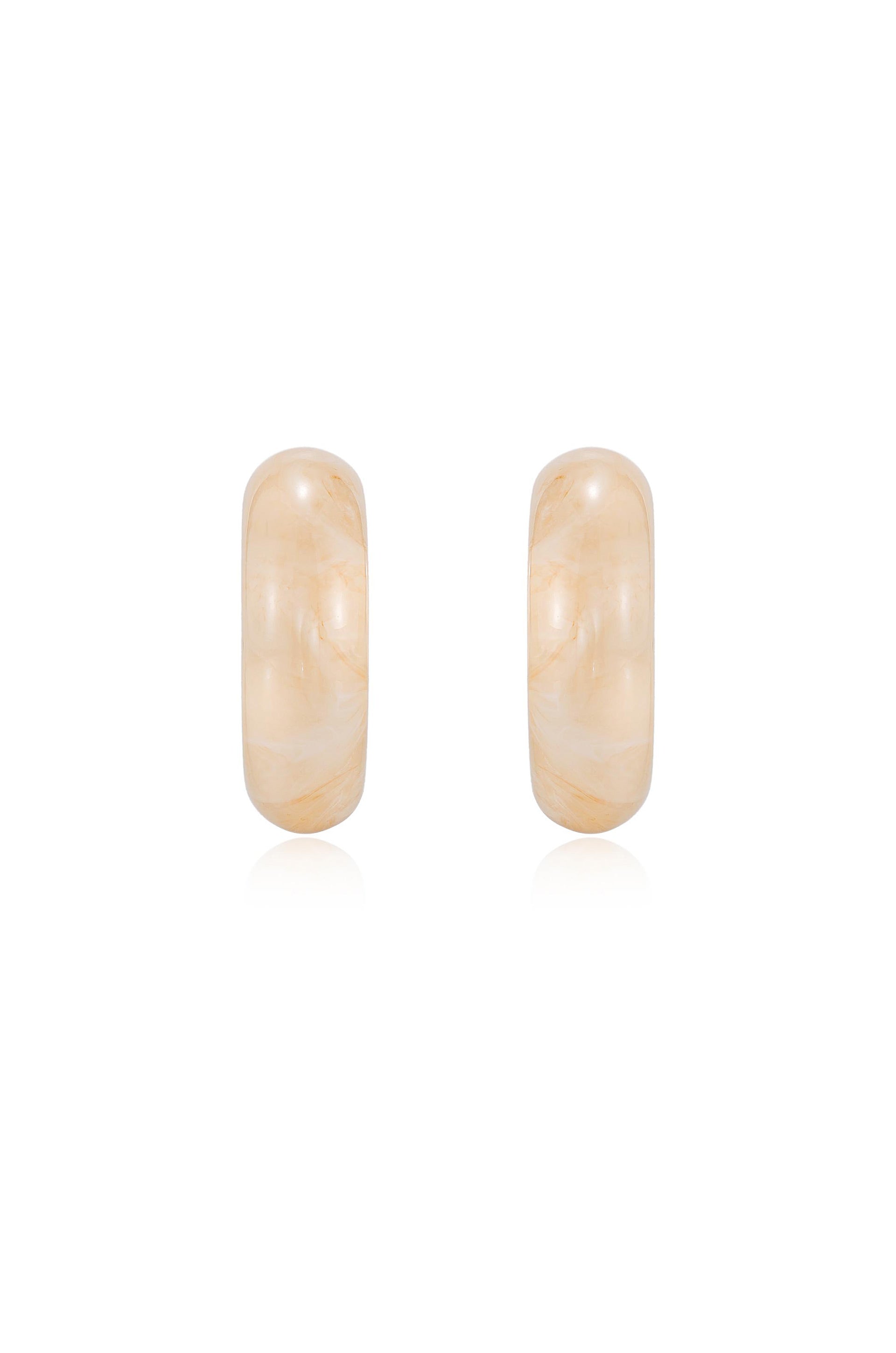 Beige Resin & Pearl Chunky Hoops
