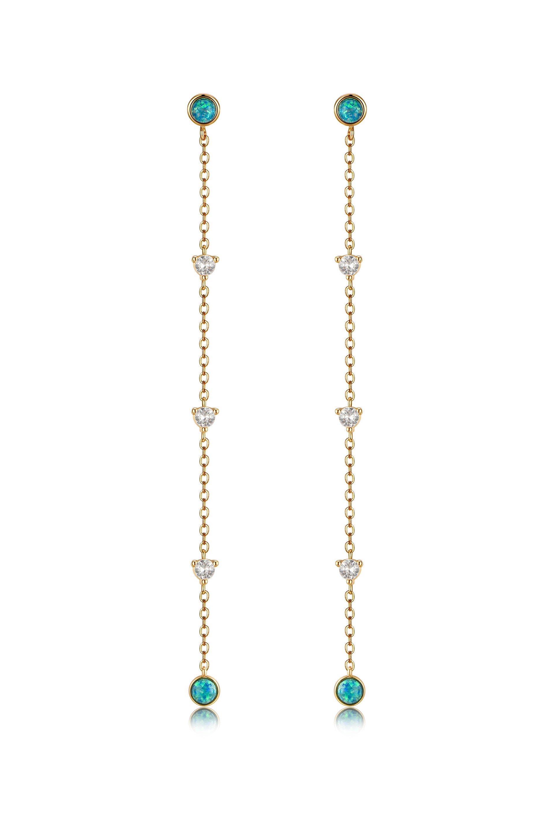 Green Kyocera Opal Drop Earrings