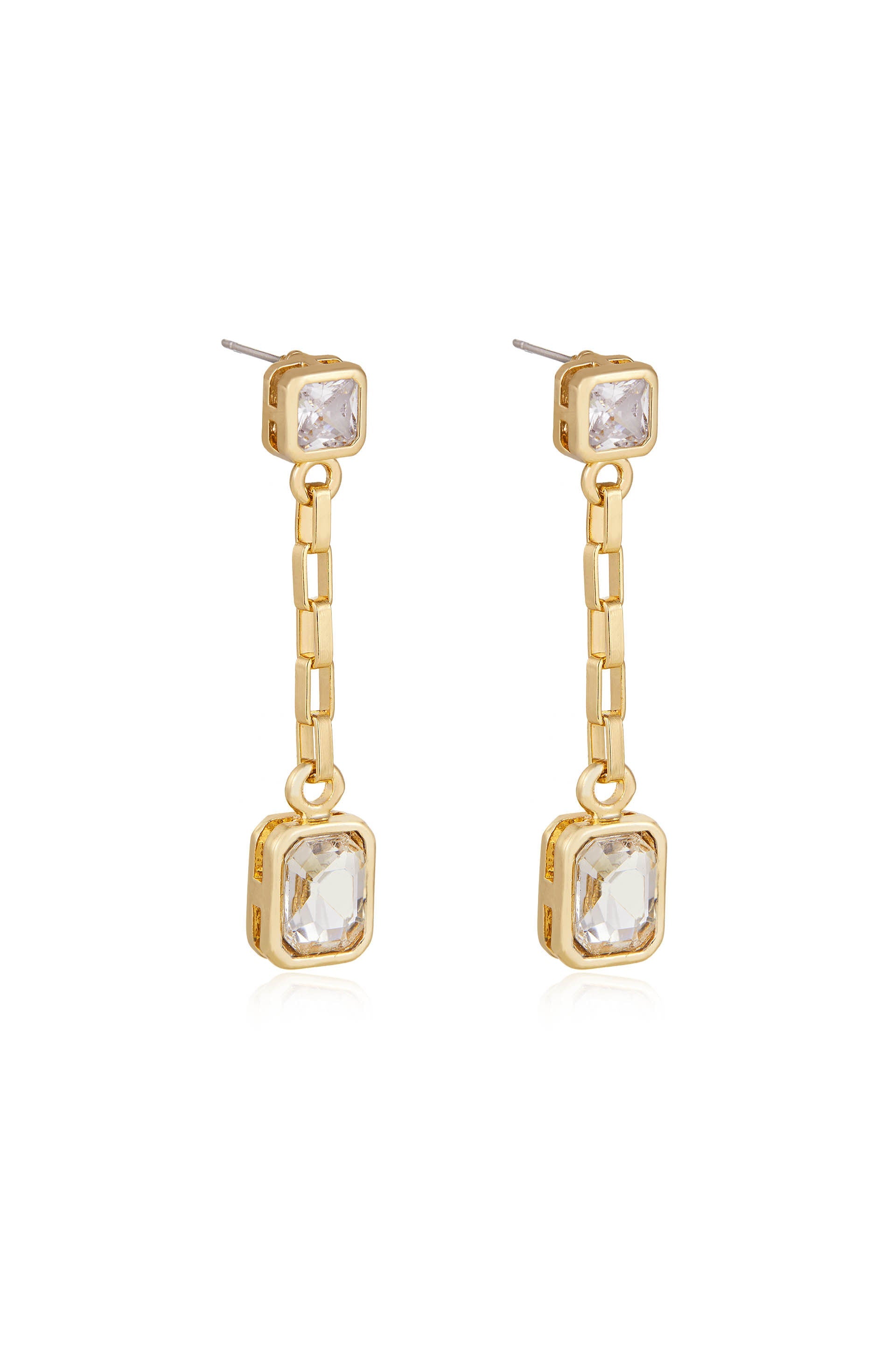 Linked Chain Crystal Dangle Earrings