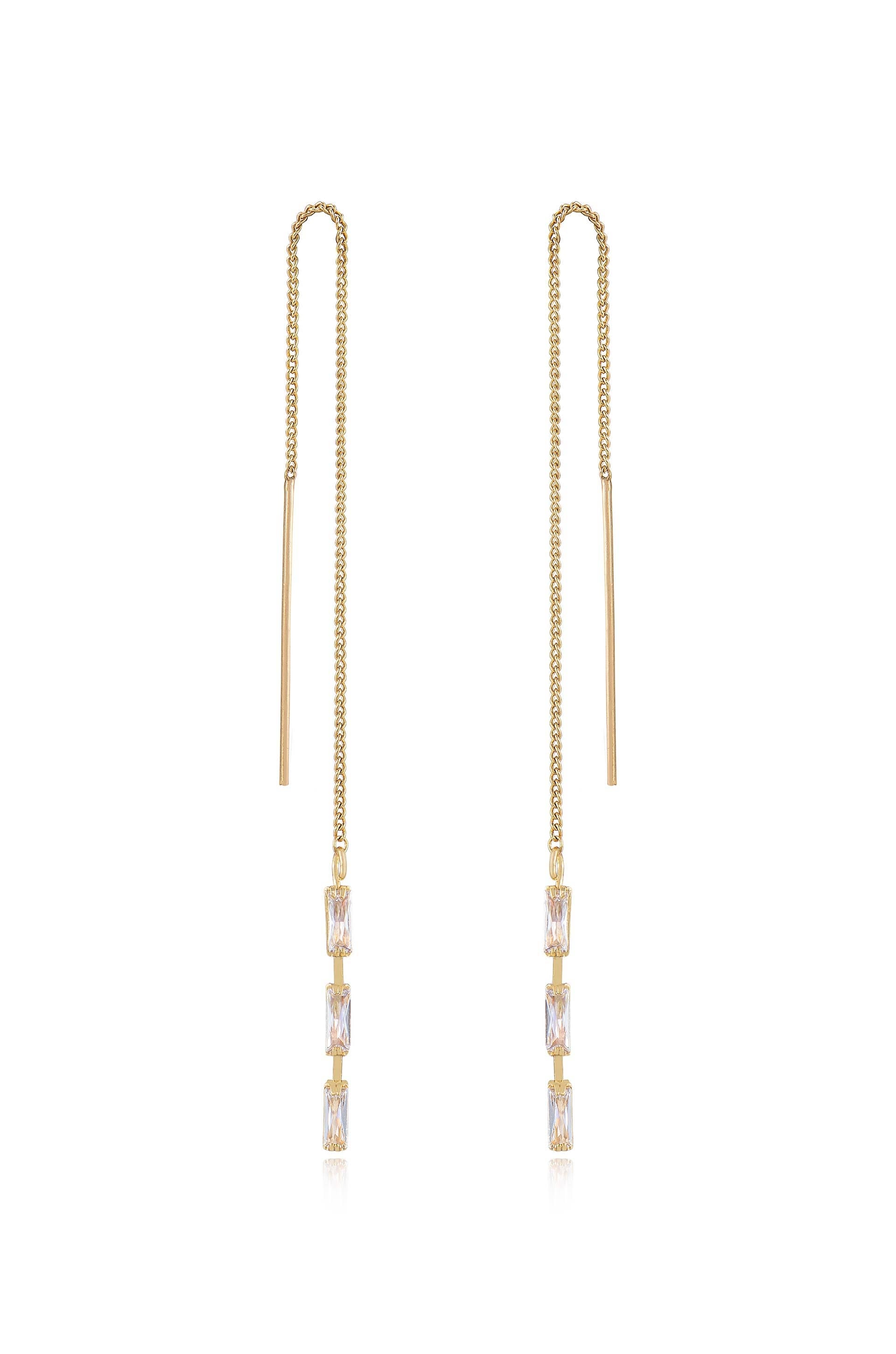Crystal Baguette Threader Earrings