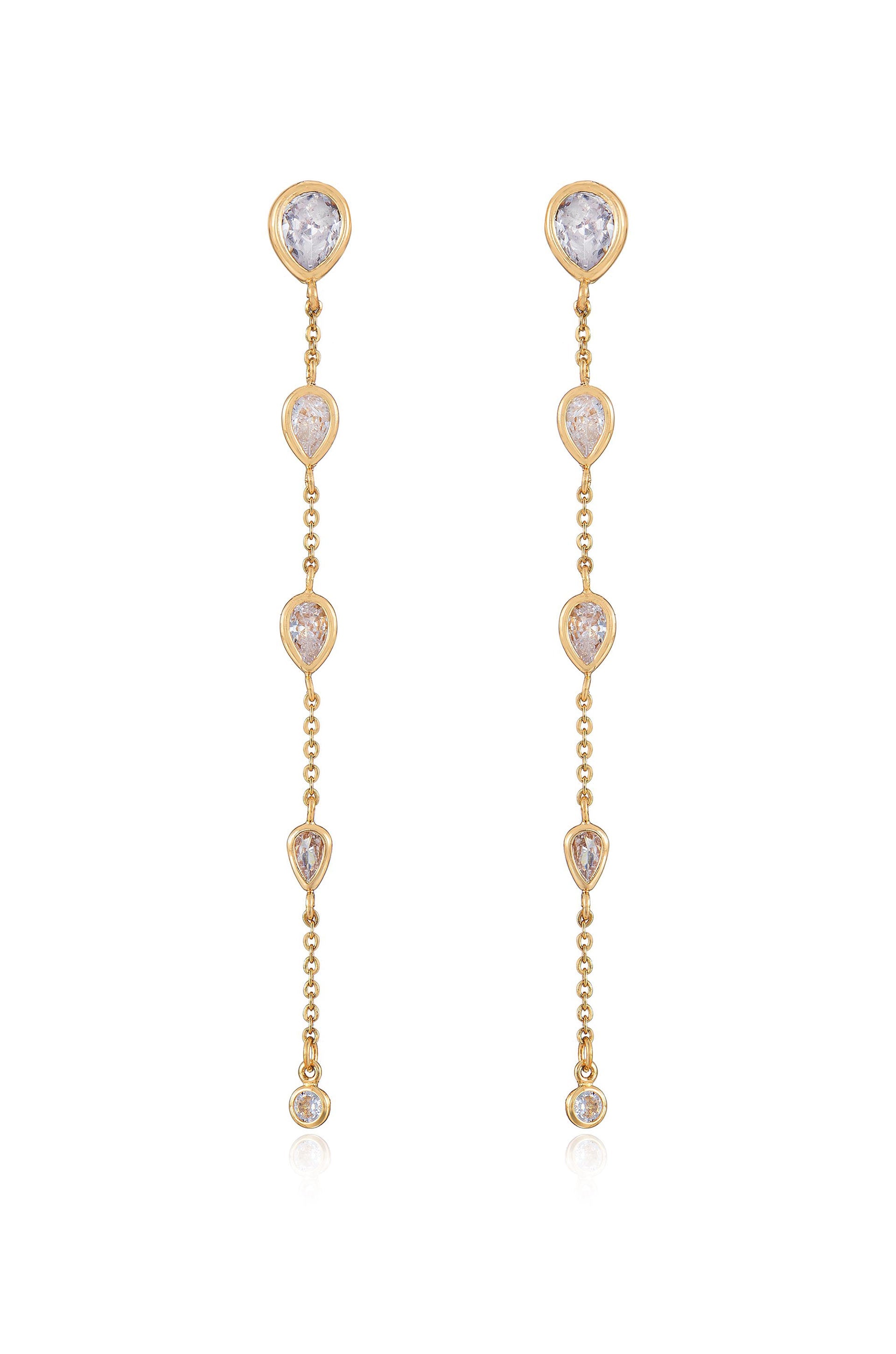 Dainty Bezel Crystal Dangle Earrings