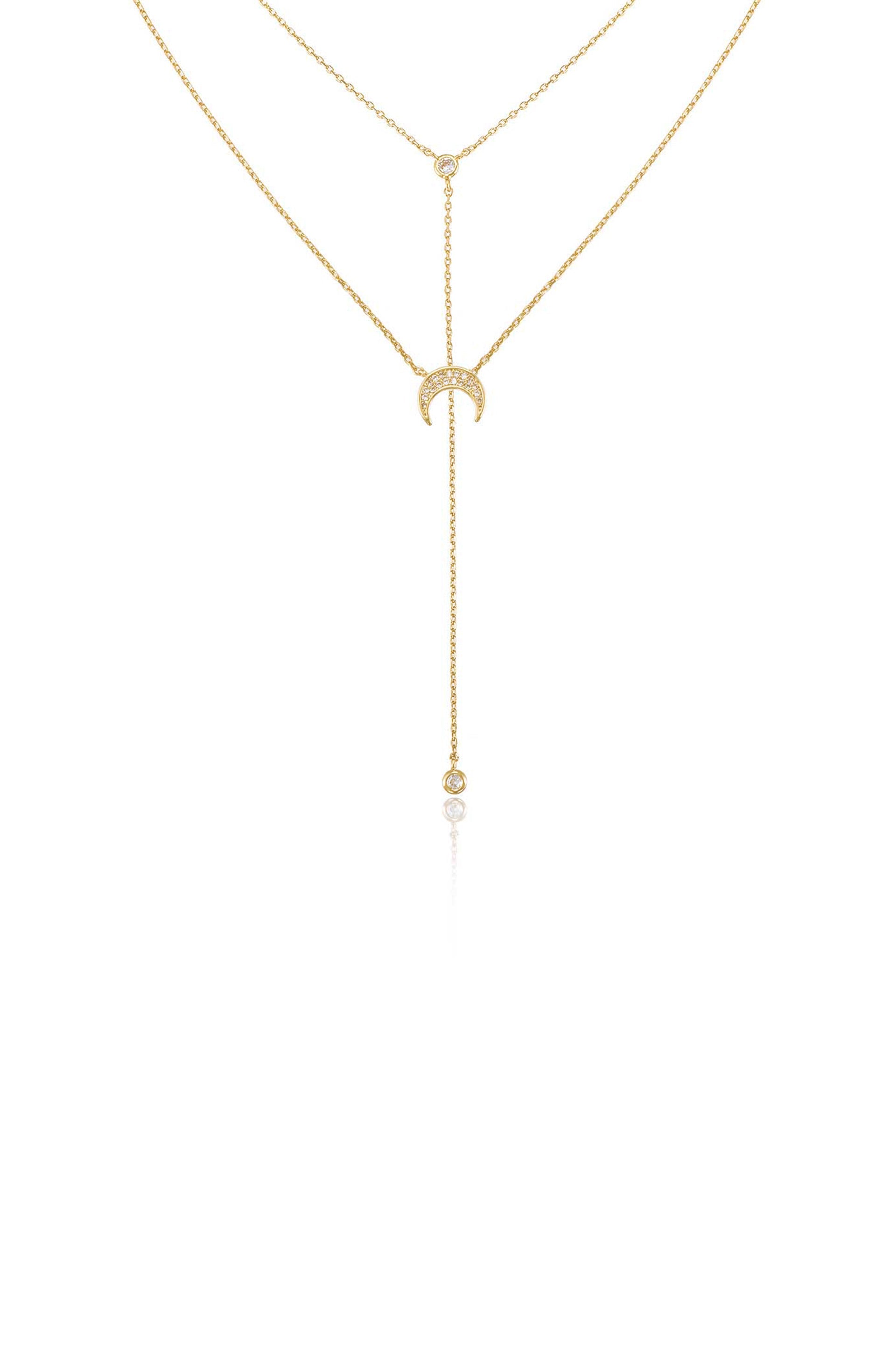 Dainty Layered Crescent Moon Necklace Set