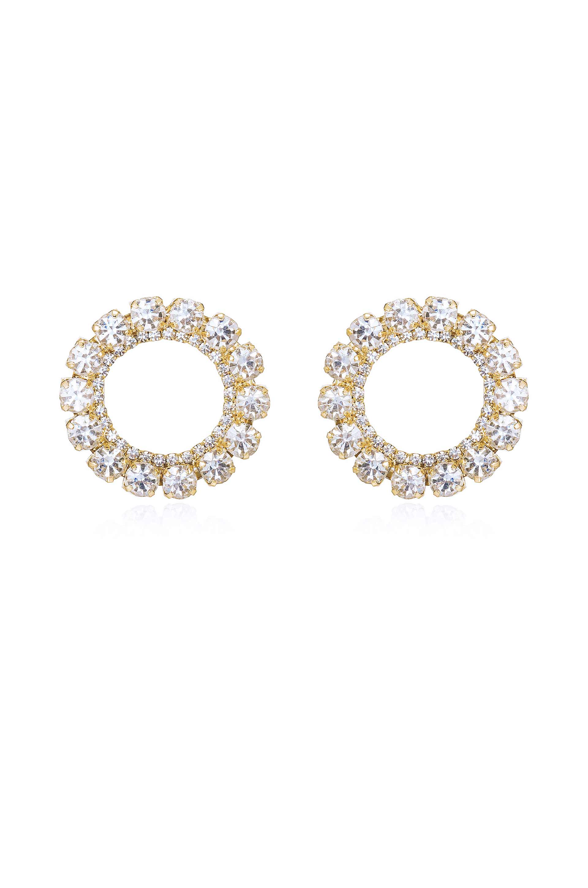Large Crystal & Circle Stud Earrings