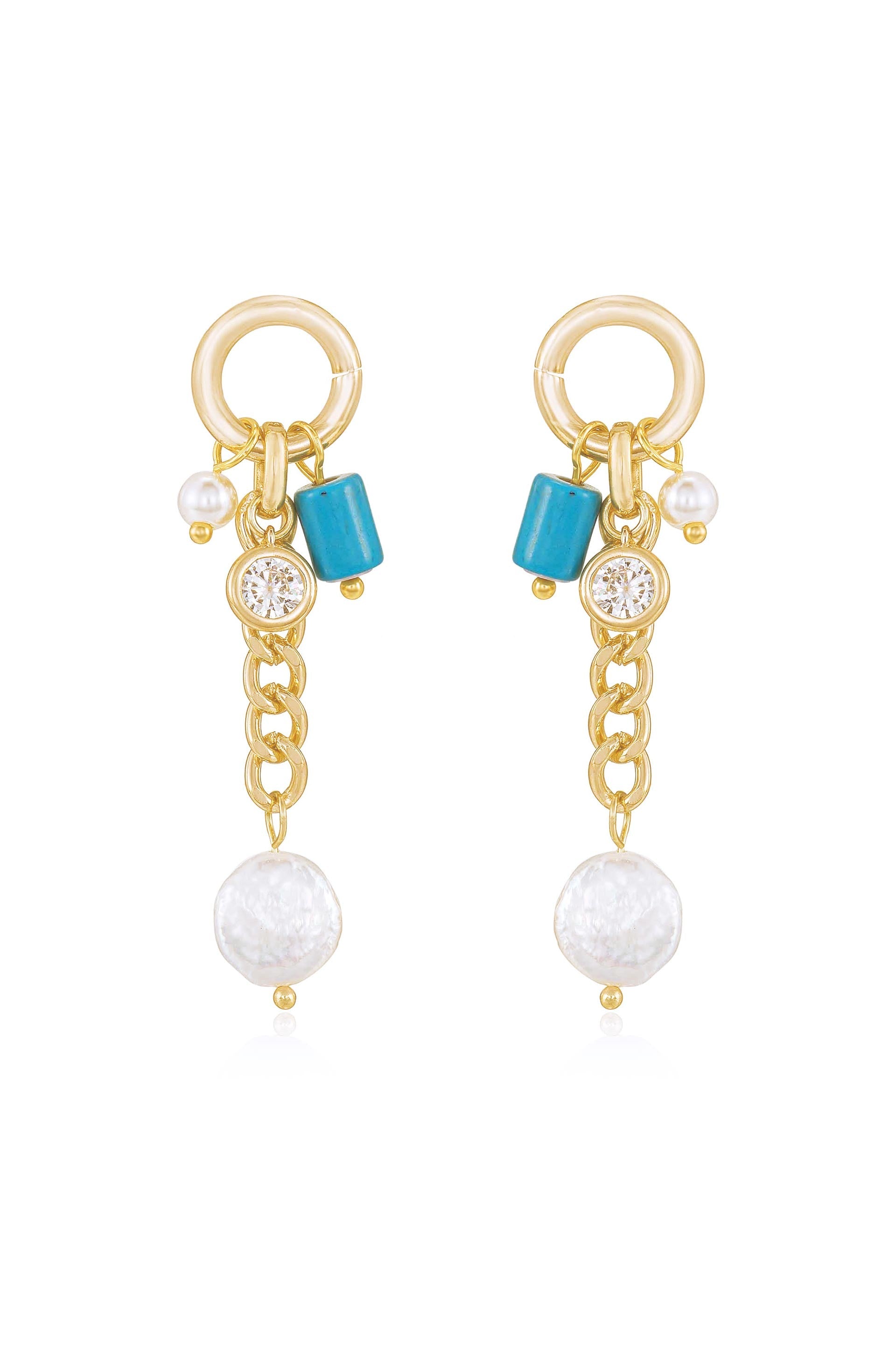Pearl and Charm Dangle Earrings