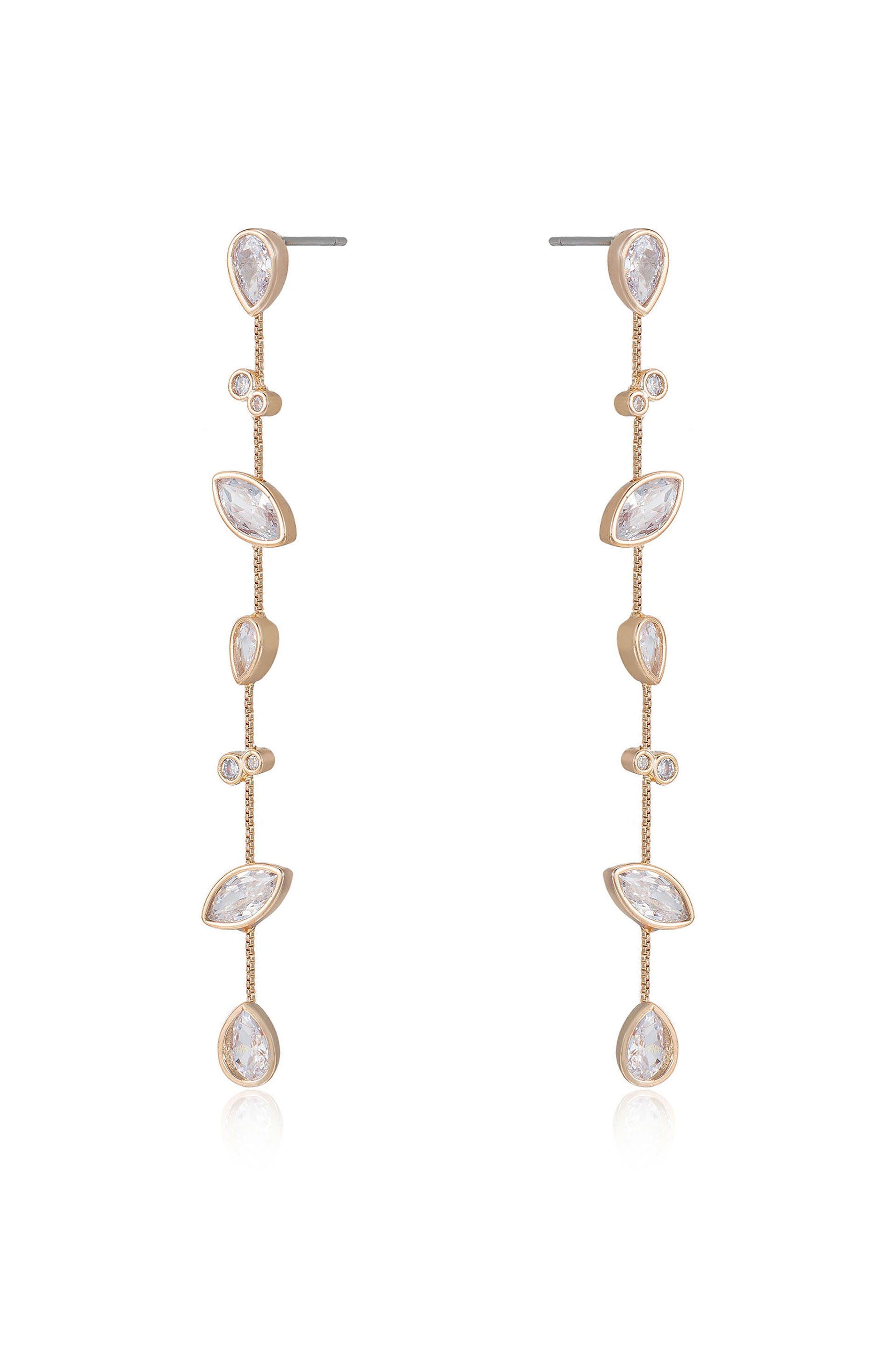 Falling Bezel Crystal Dangle Earrings