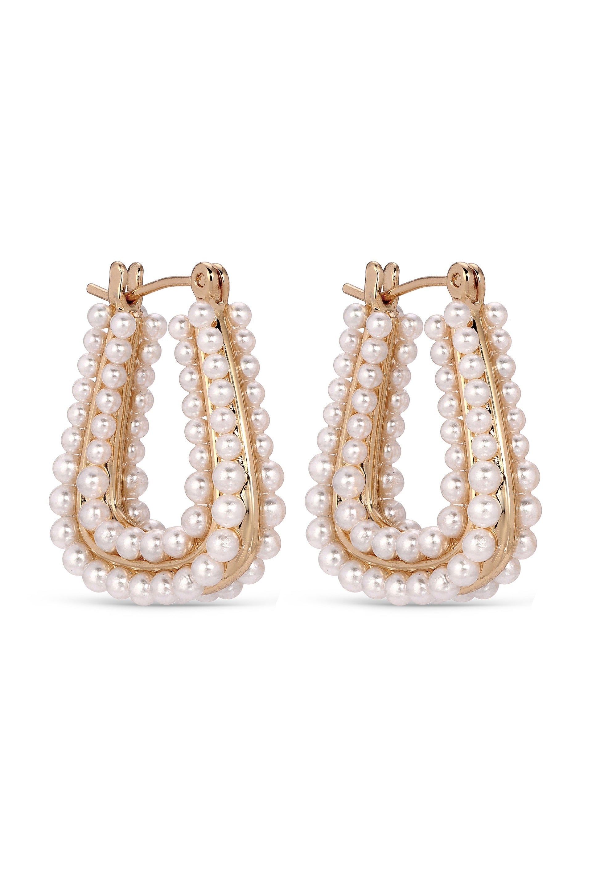 Soft Curve Pearl Lined Hoop Earrings