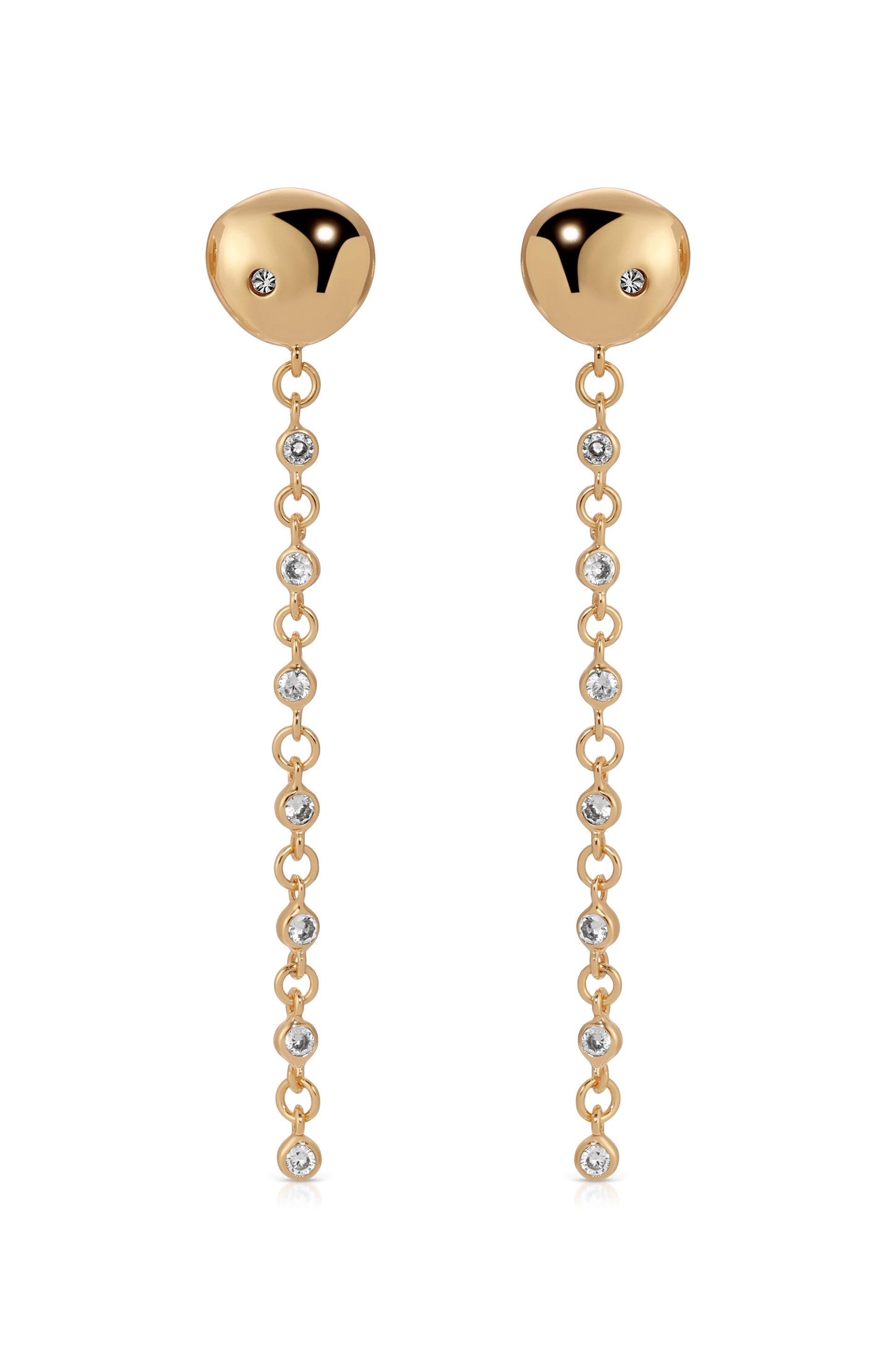 Polished Pebble Linear Chain Earrings
