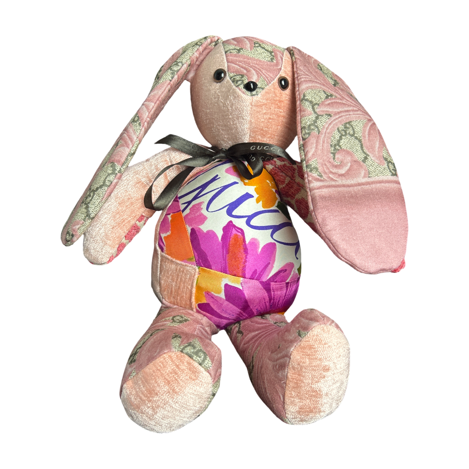 GG Logo Vintage Silk Scarf Patchwork Bunny