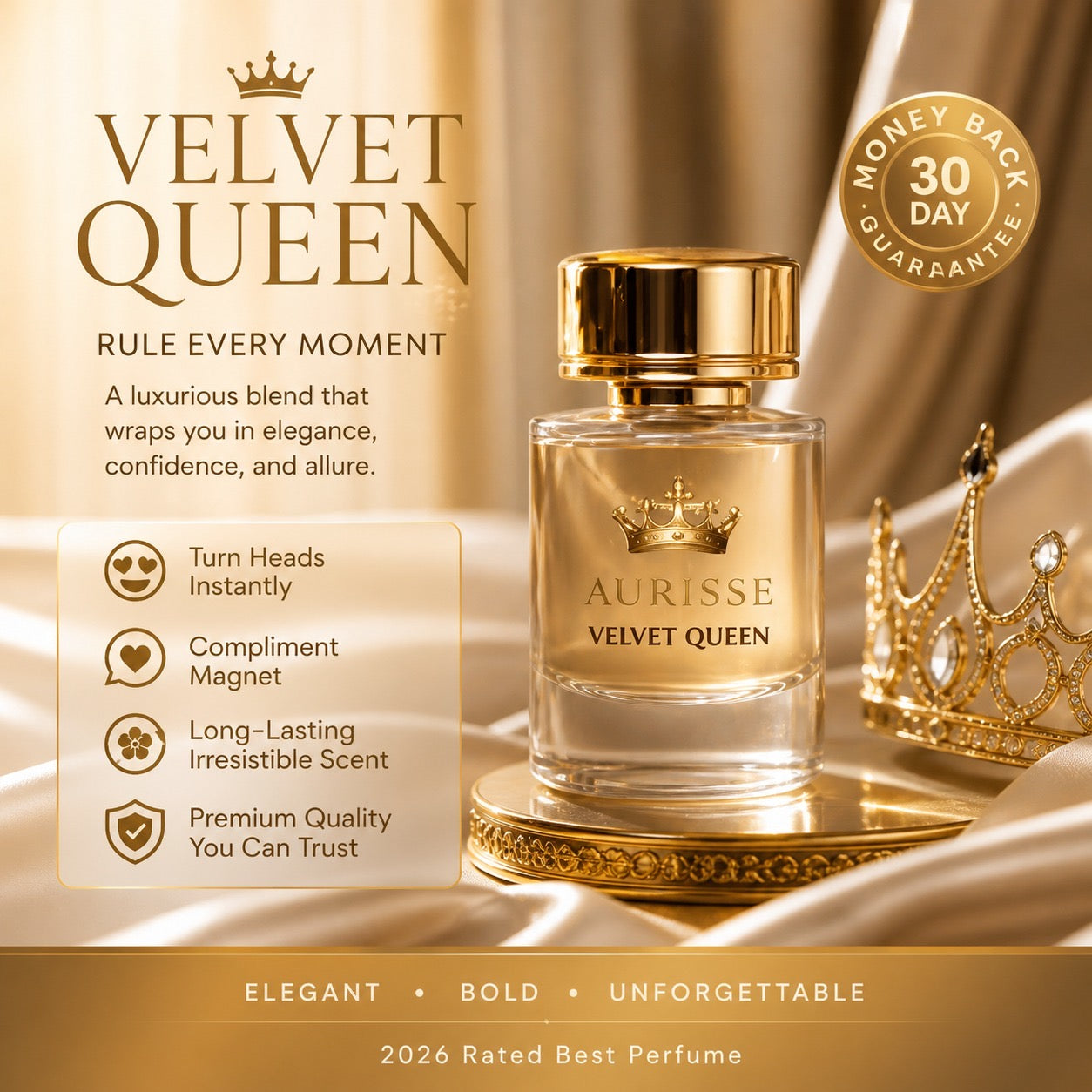 Aurisse Velvet Queen Extrait de Parfum 50ML for Women – Luxury Long-Lasting Perfume