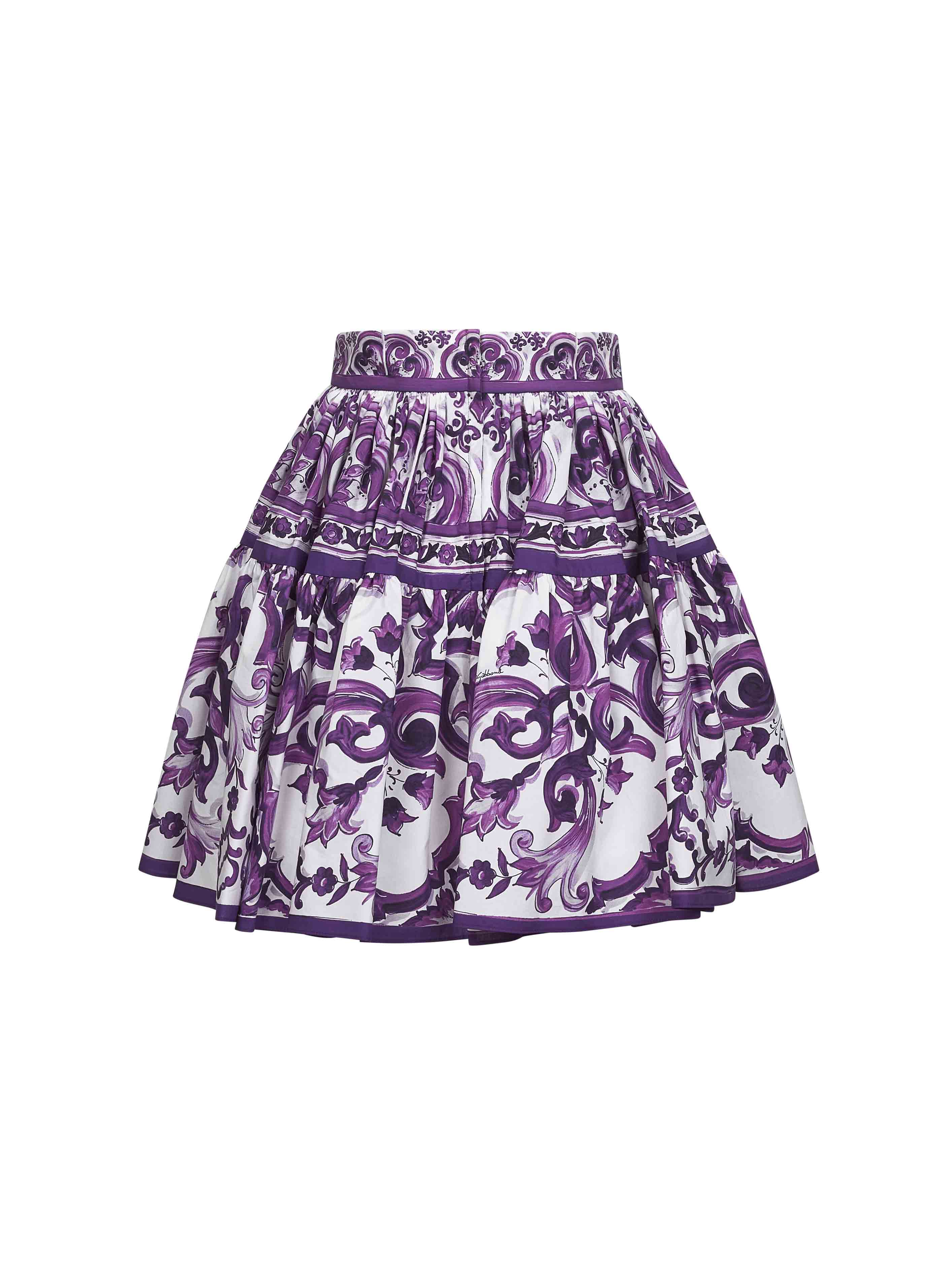Dolce & Gabbana Women Maiolica Print Poplin Mini Skirt