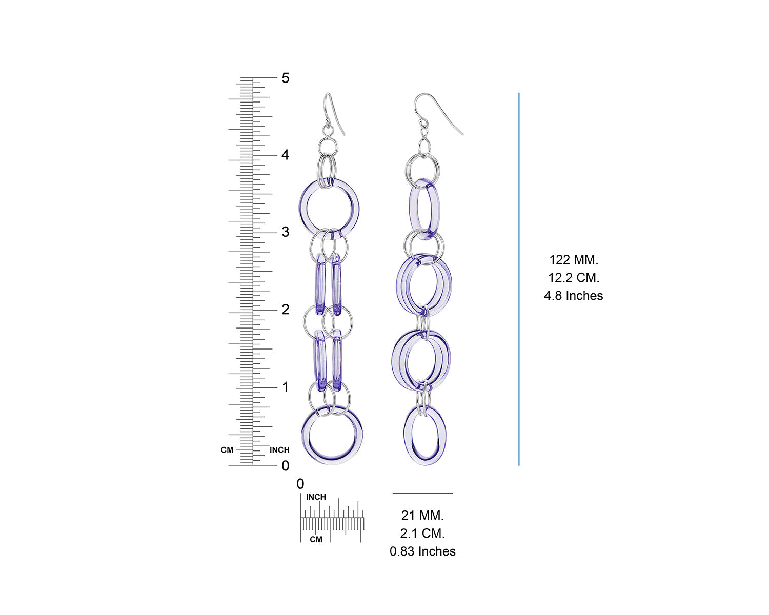 Purple Circle Links Drop and Dangle Earrings