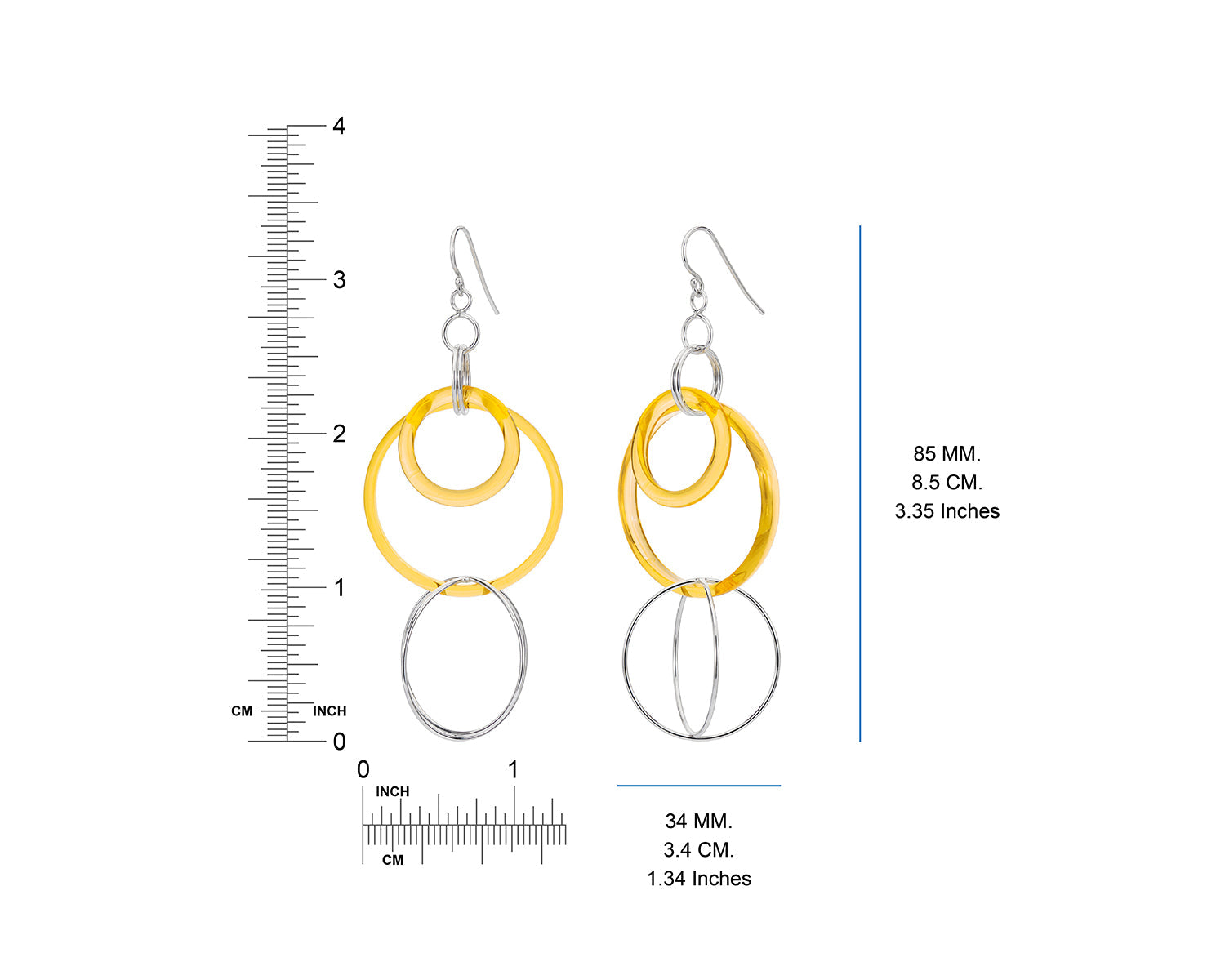 Lucite and Silver Axis Drop Earrings