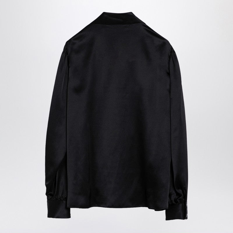 Alessandra Rich Black Silk Shirt With Bow Women