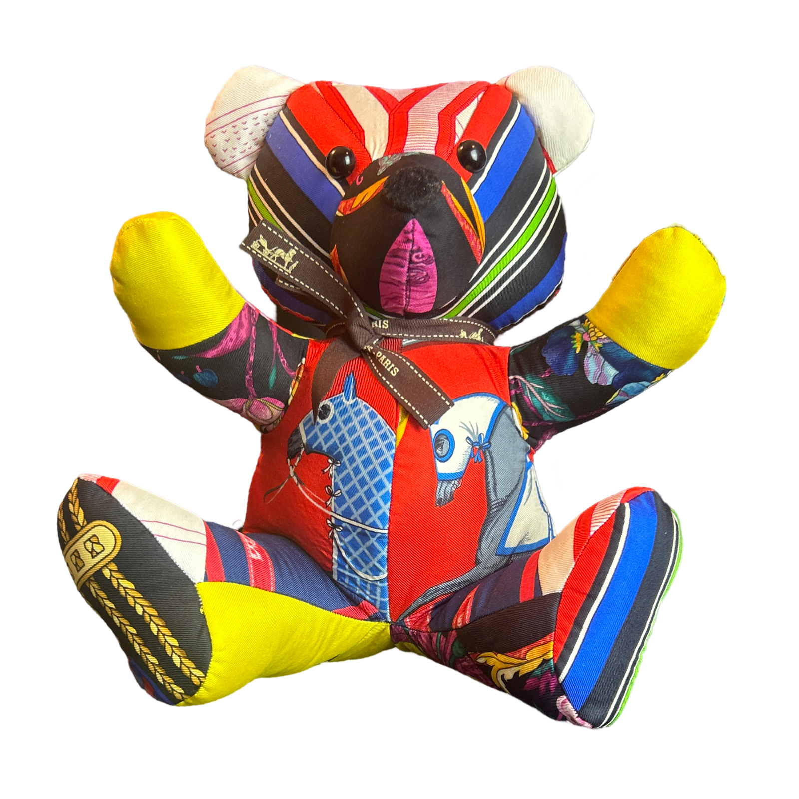 Vintage Silk Scarf Patchwork Teddy Bear