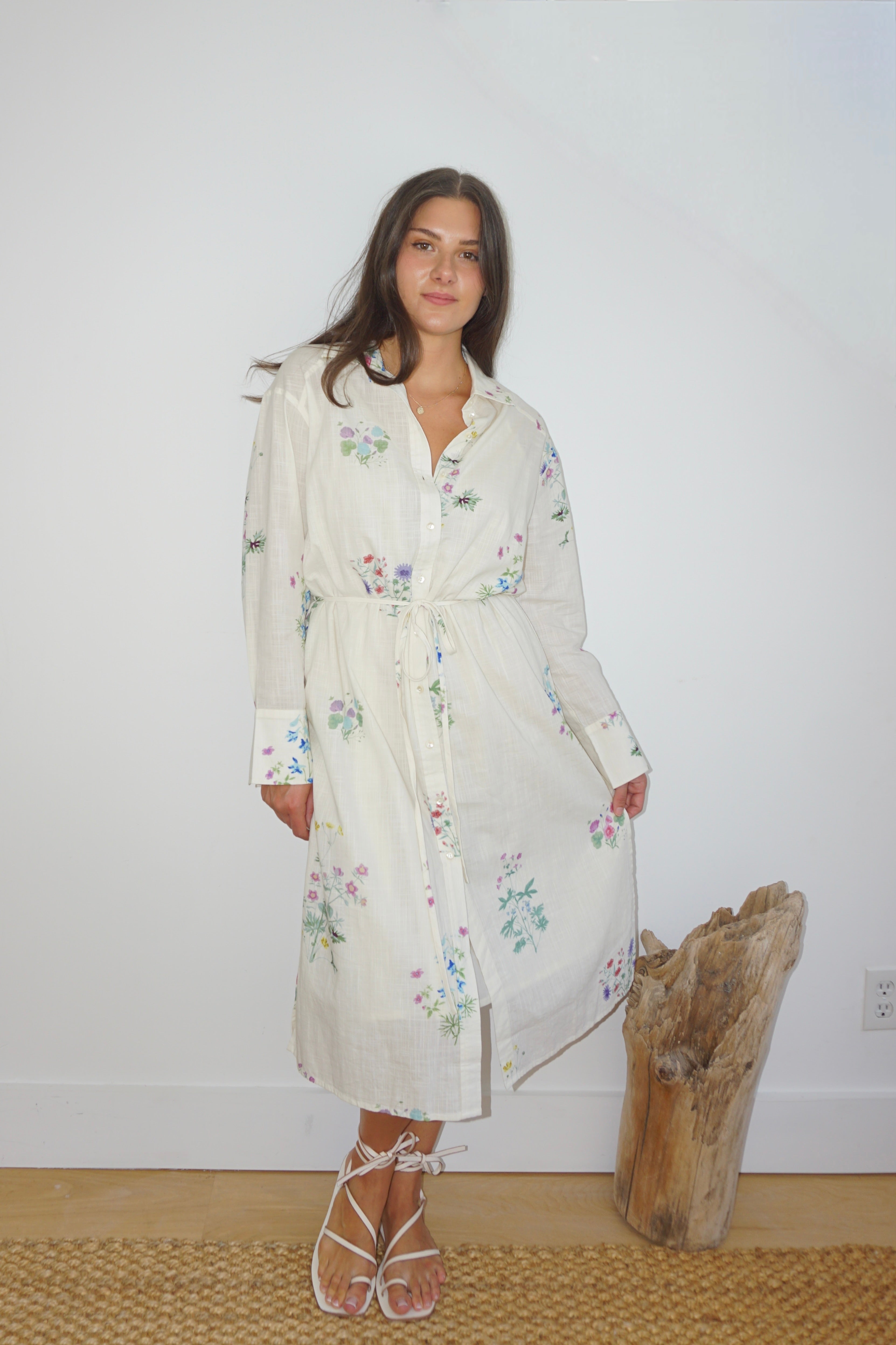 Chambers Midi Dress in Cream Botanical
