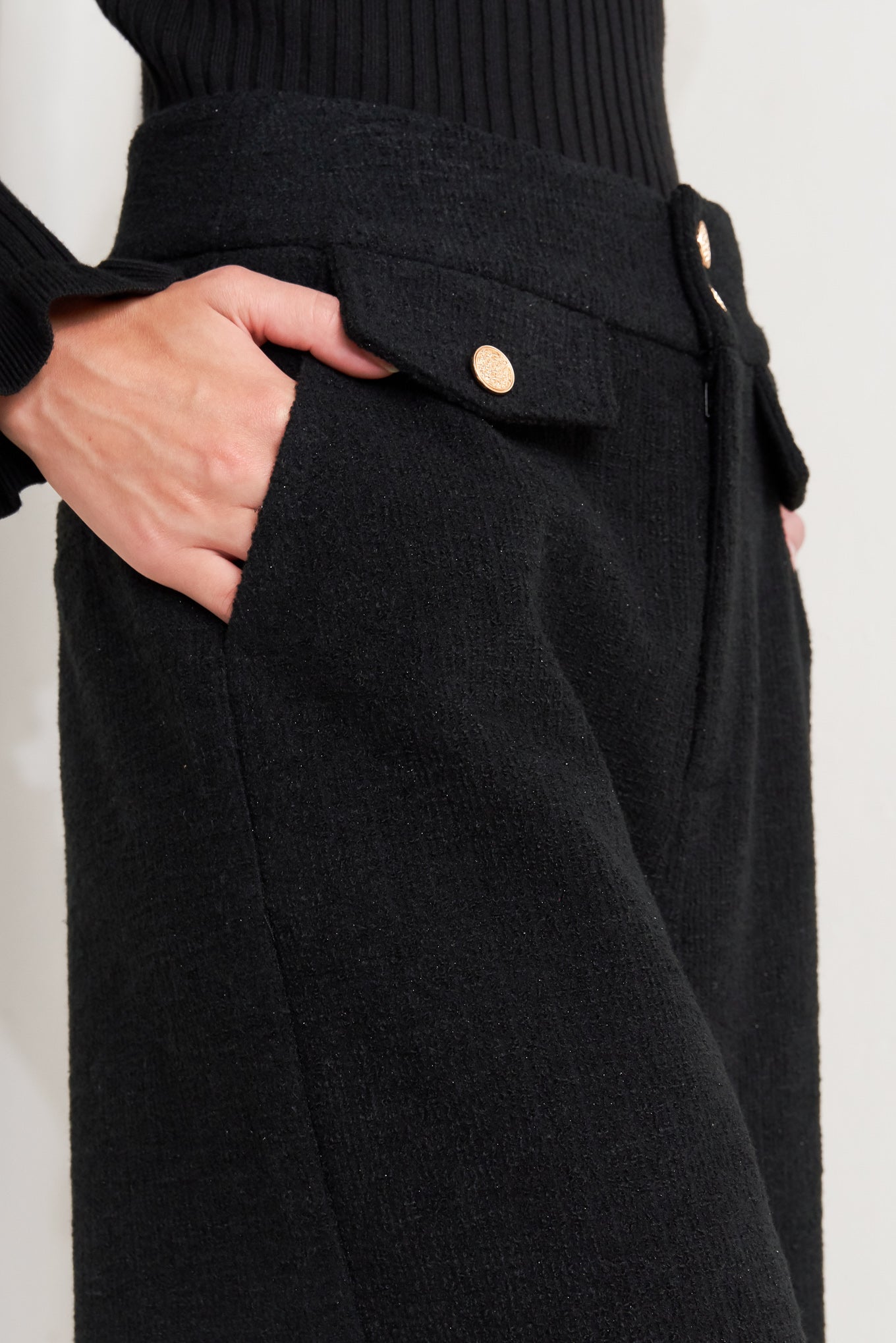 PRESTIGE VOLUME BLACK WOVEN PANTS