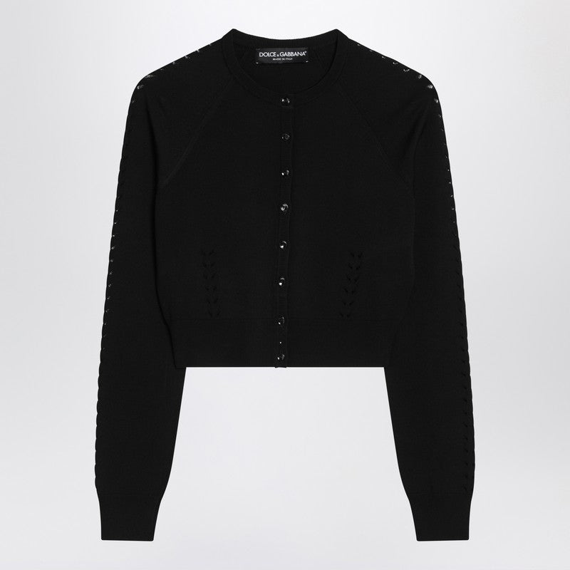 Dolce&Gabbana Black Cardigan With Punched Details Women
