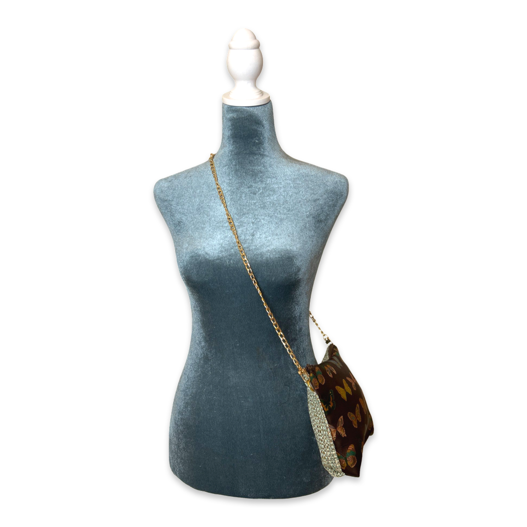 Farfalle Brown Vintage Scarf Crossbody Bag