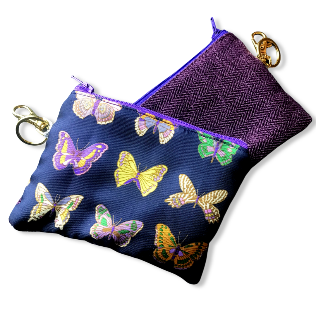 Farfalle Nero Vintage Silk Scarf Coffee Run Keychain Bag