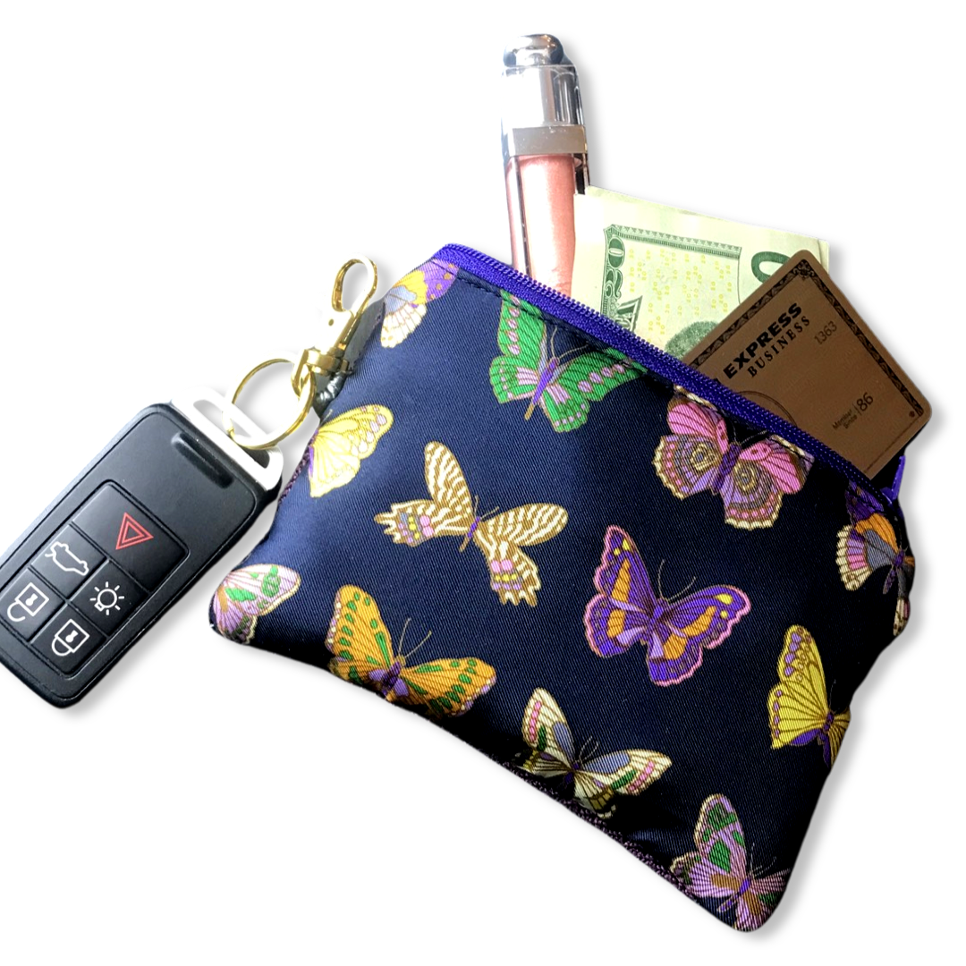 Farfalle Nero Vintage Silk Scarf Coffee Run Keychain Bag