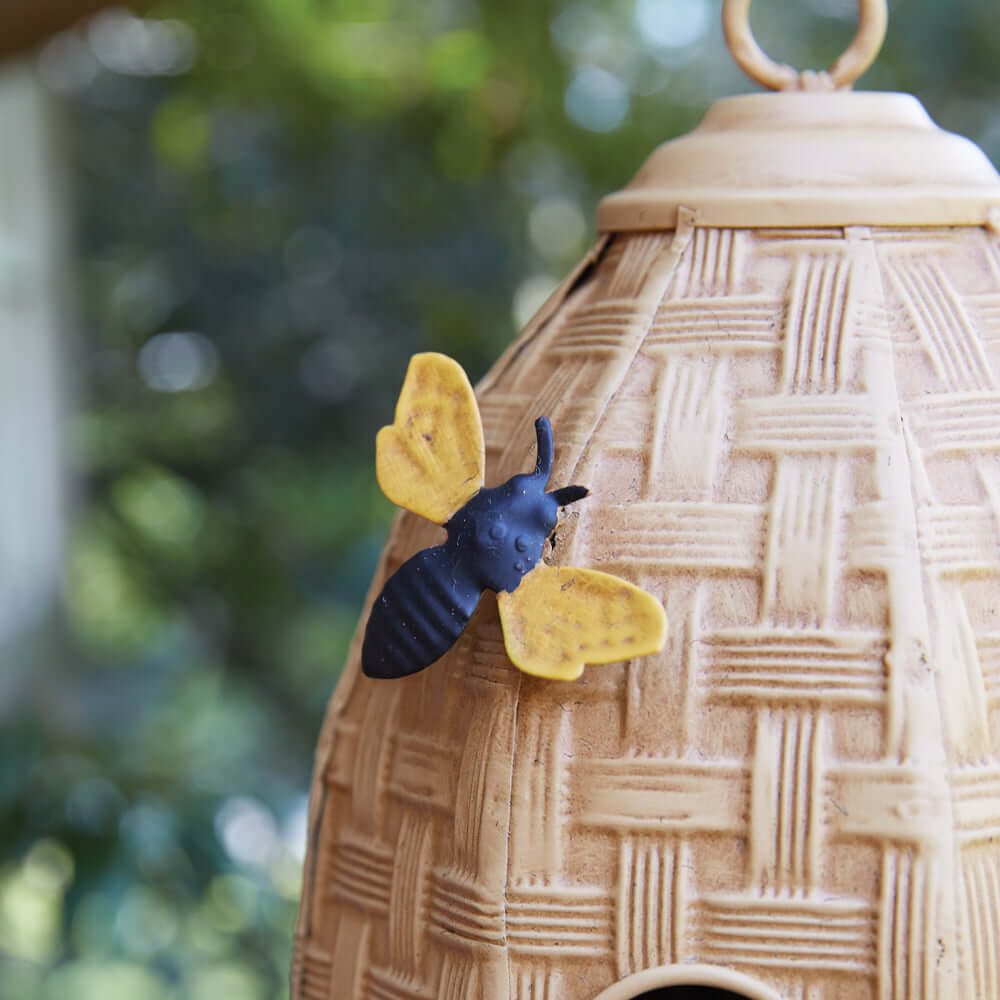 Farmhouse Beehive Birdhouse with Bees